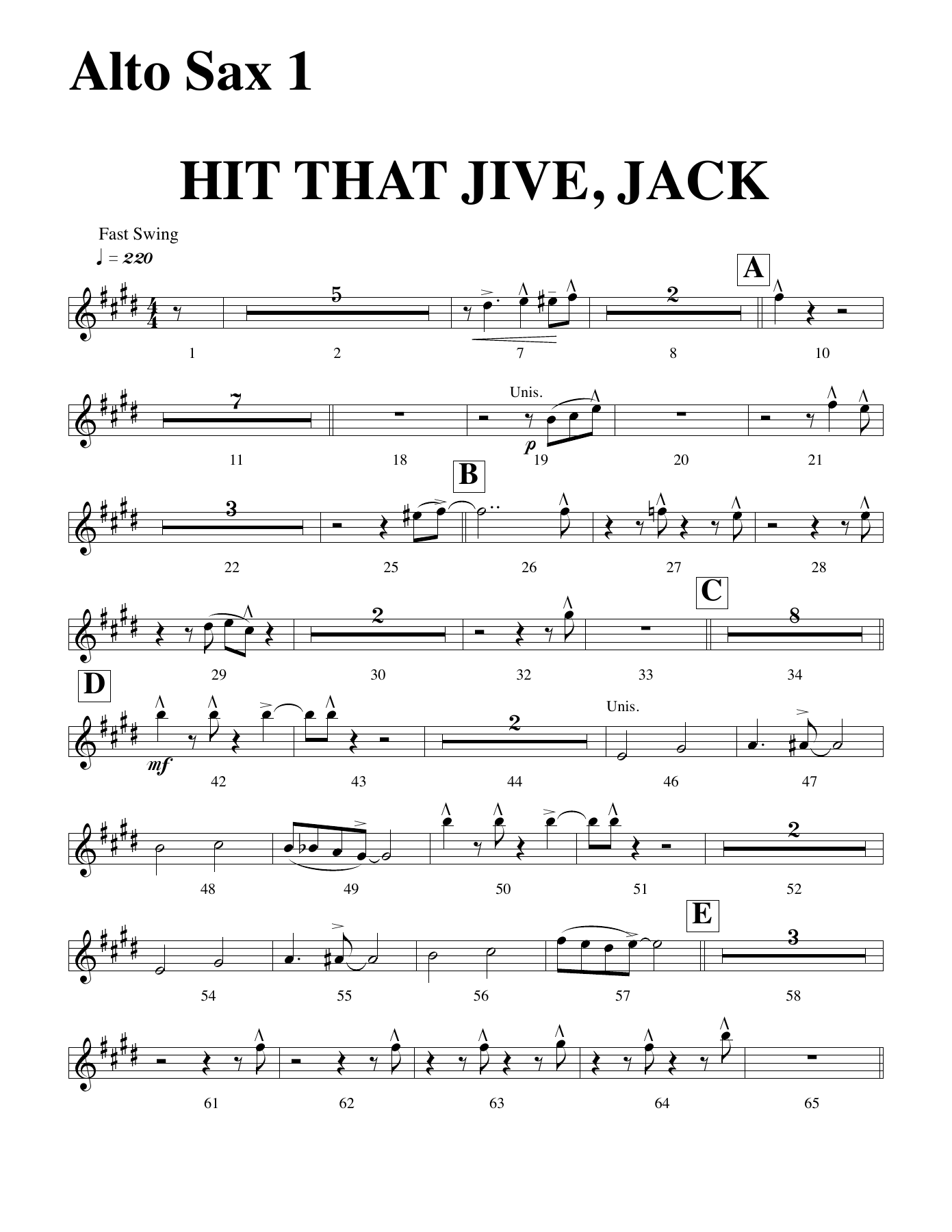 Hit That Jive Jack — Big Band Vocal sheet music by Mr. X | Swing