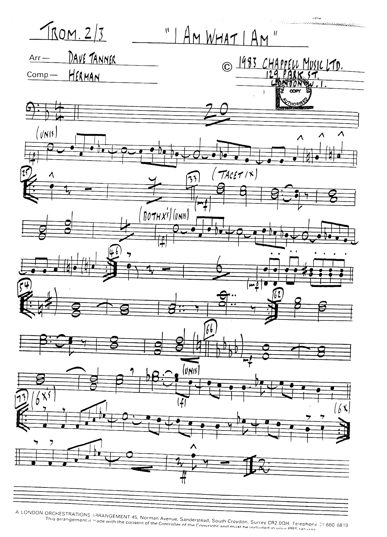 I am what I am - Trombone 2 — sheet music preview