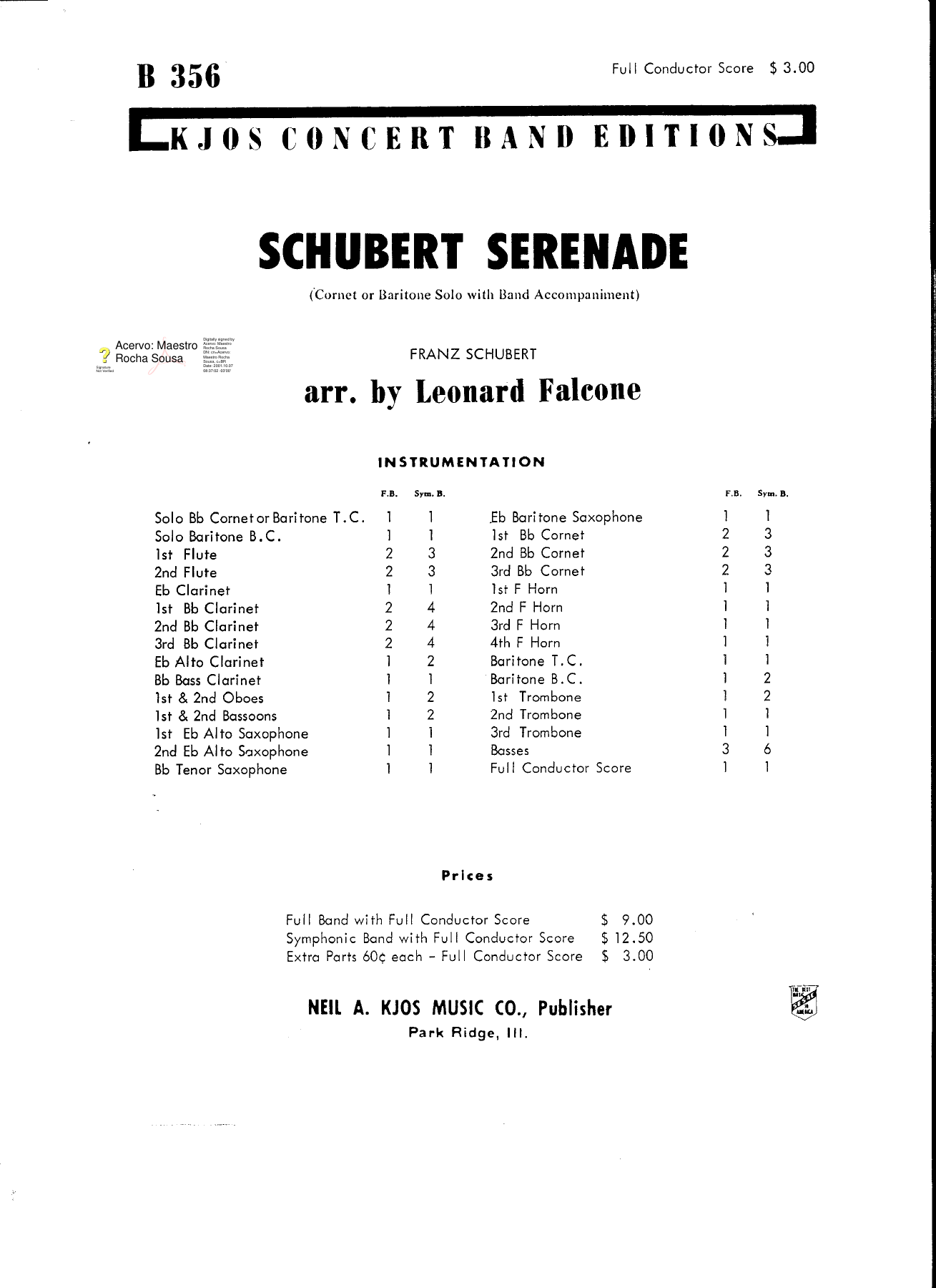 Schubert Serenade — sheet music preview