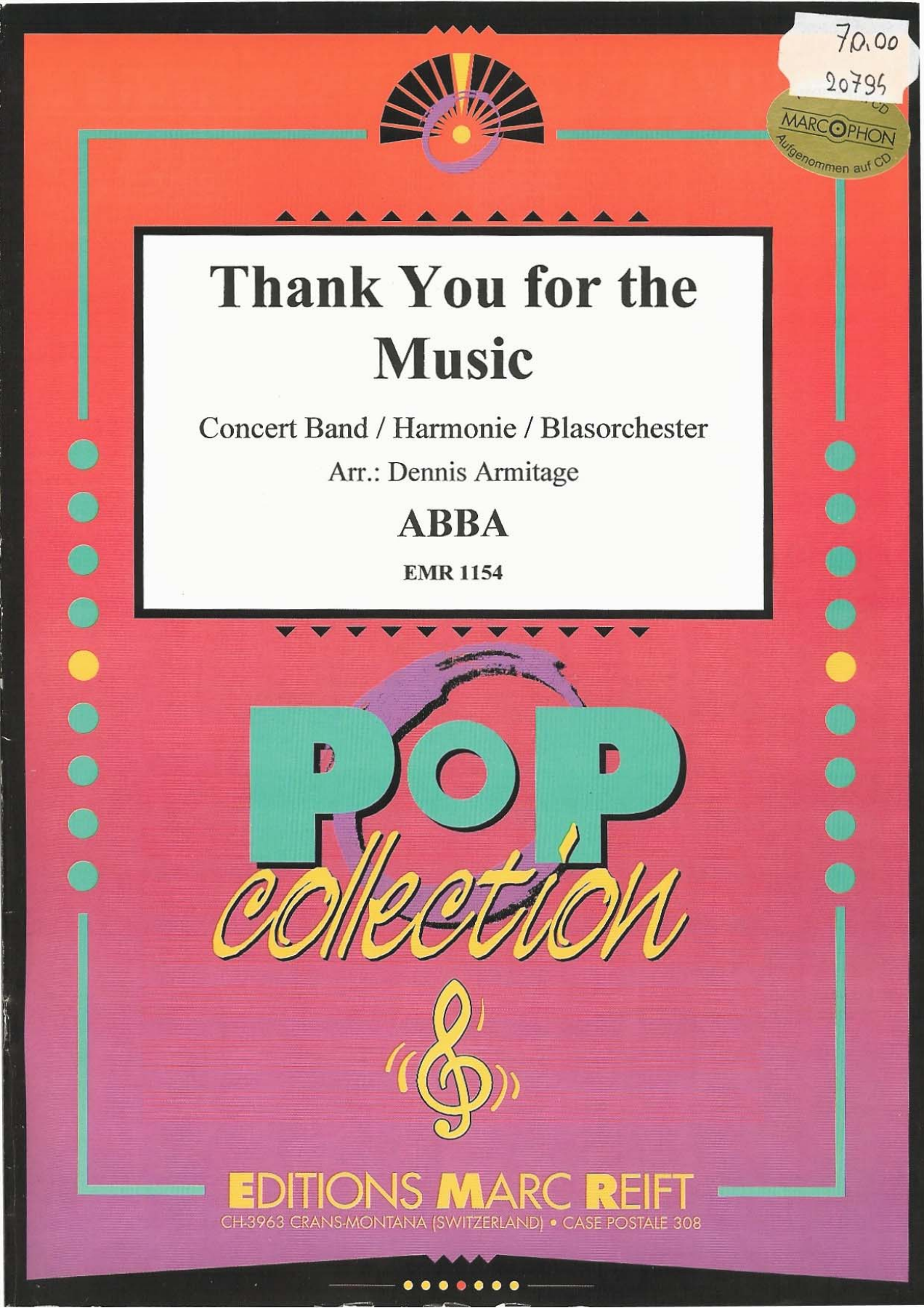 Thank You For The Music (A.Armitage) ABBA — sheet music preview