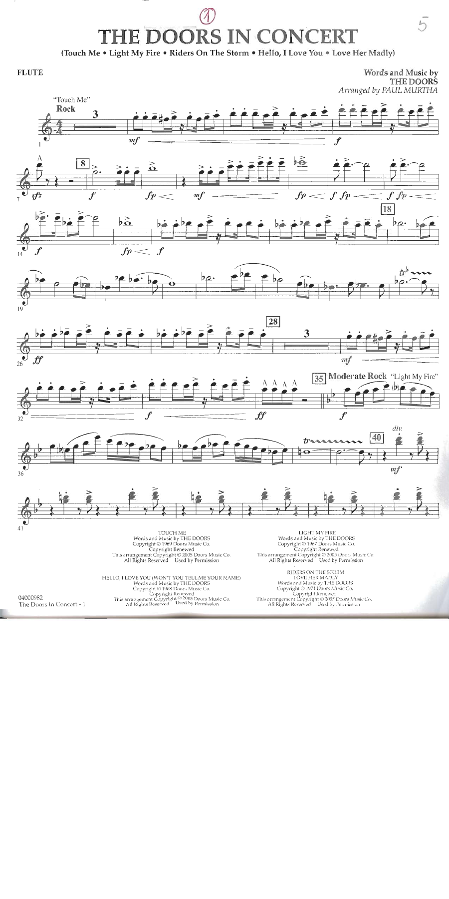 The Doors in Concert — sheet music preview