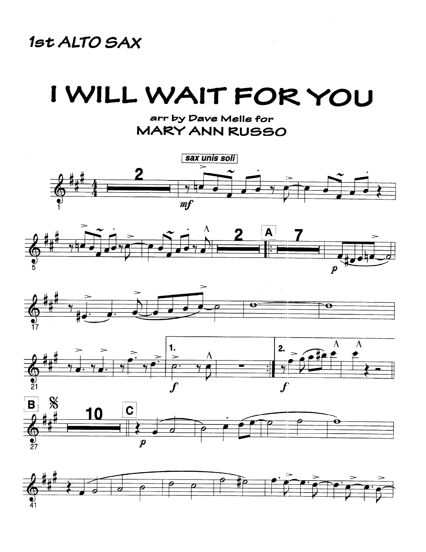 I Will Wait For You — sheet music preview