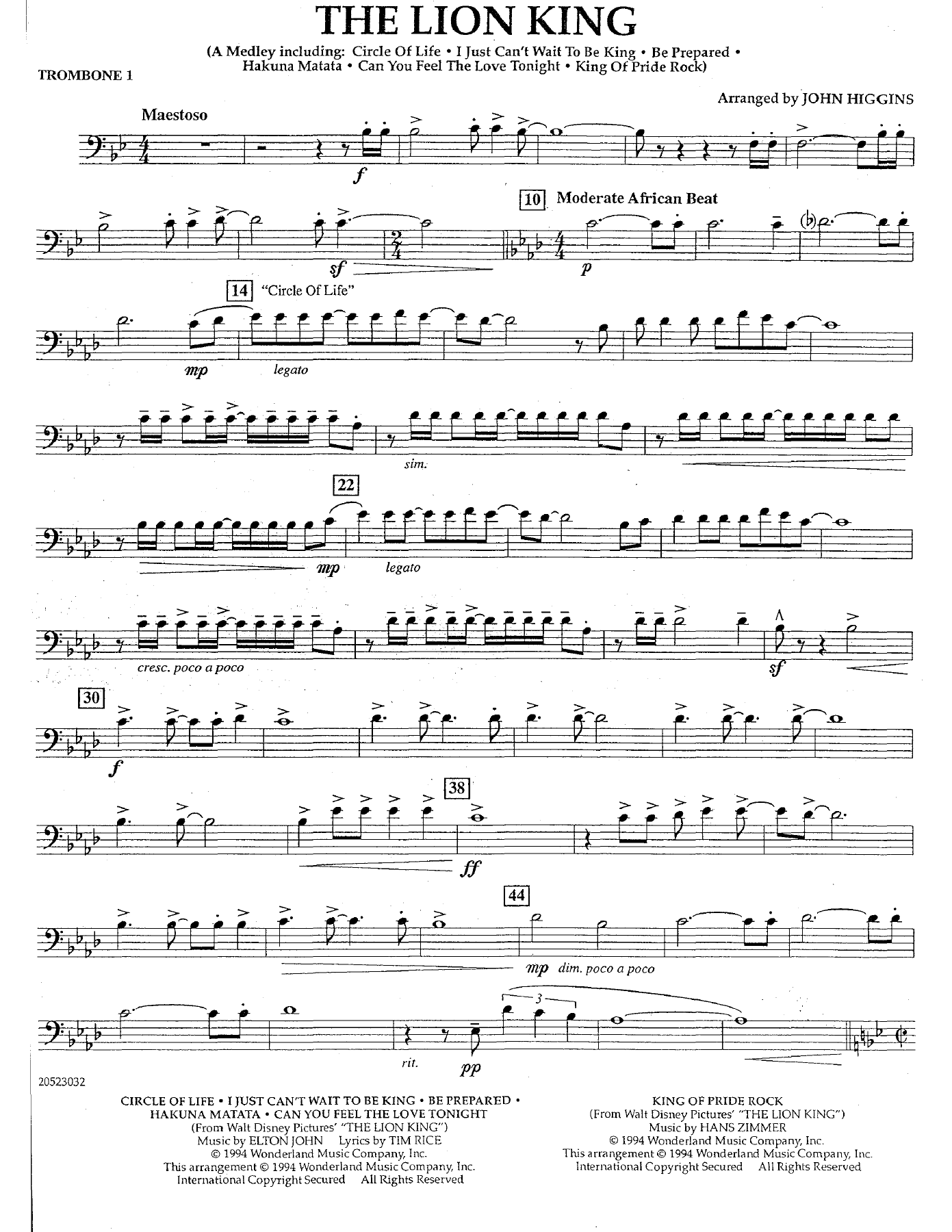 The Lion King - Trombone Ut — sheet music preview