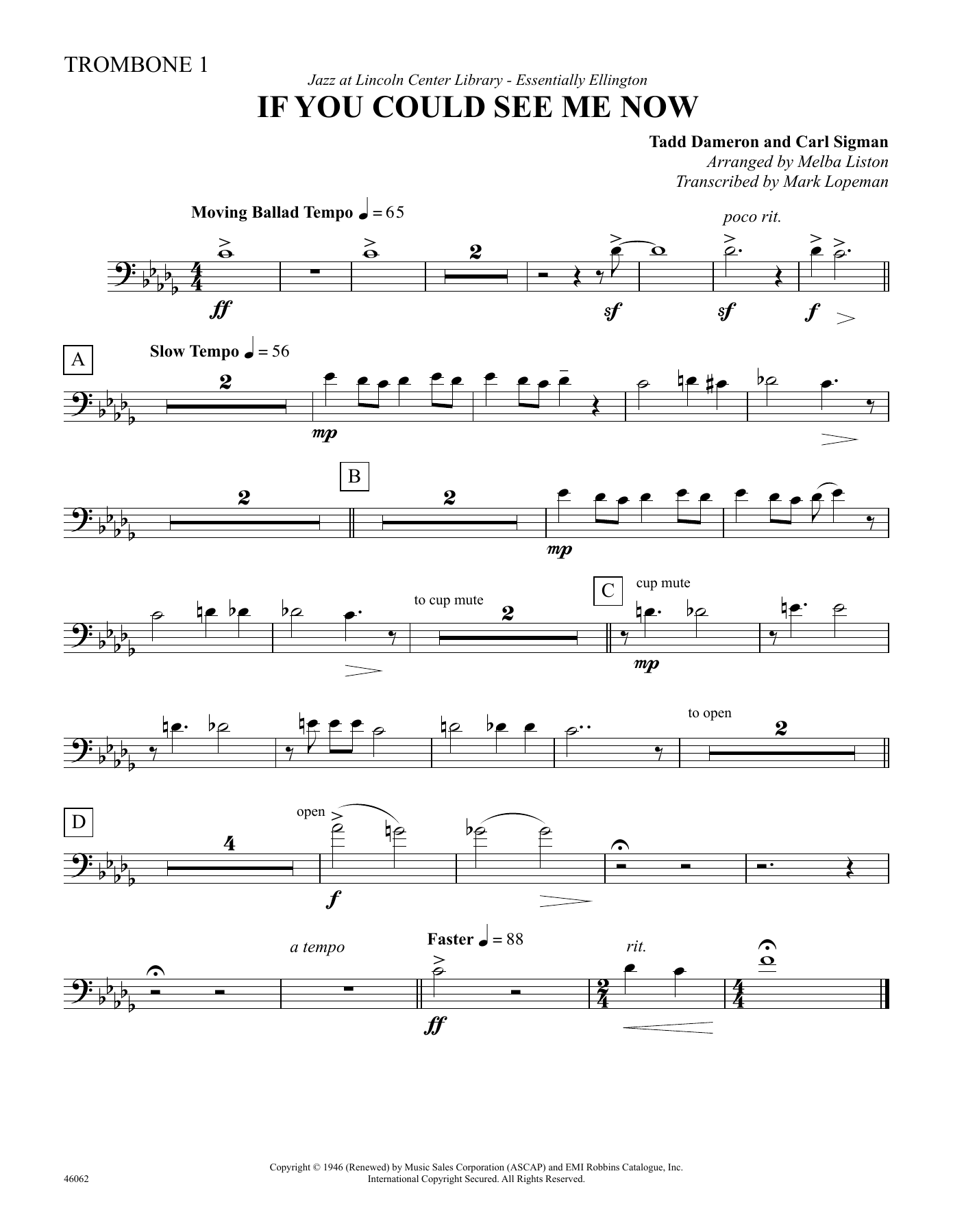 If You Could See Me Now - Trombone — sheet music preview