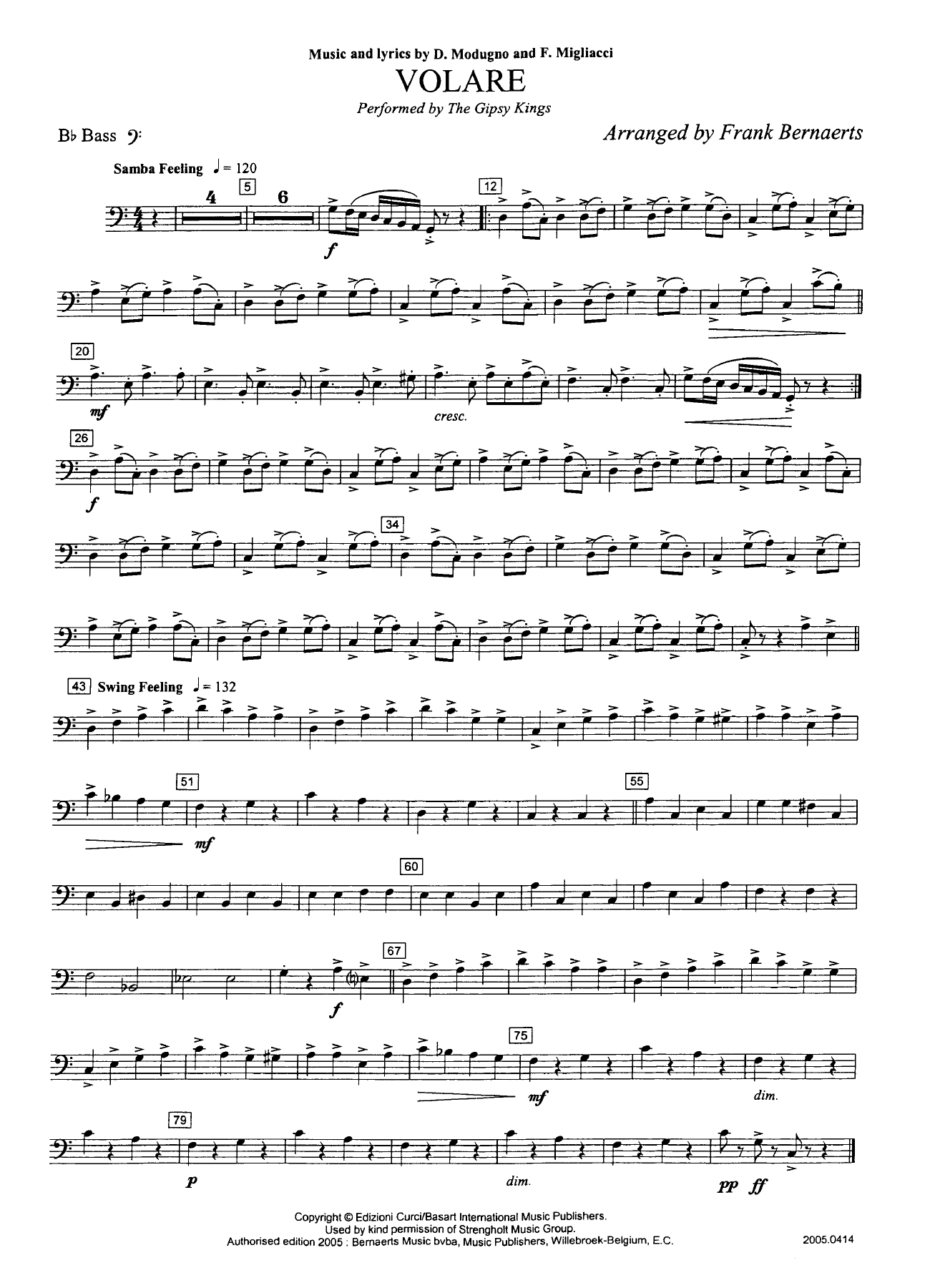 Bass Bb cle Fa — sheet music preview