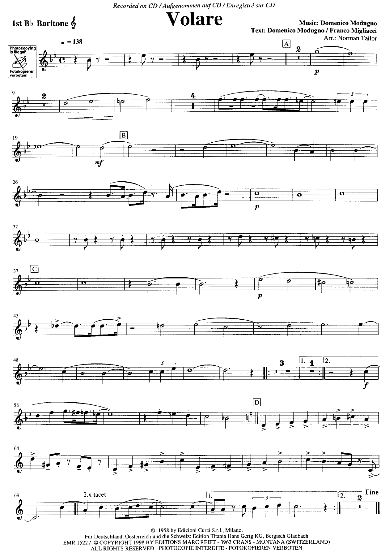 Baritone Sib 1 — sheet music preview