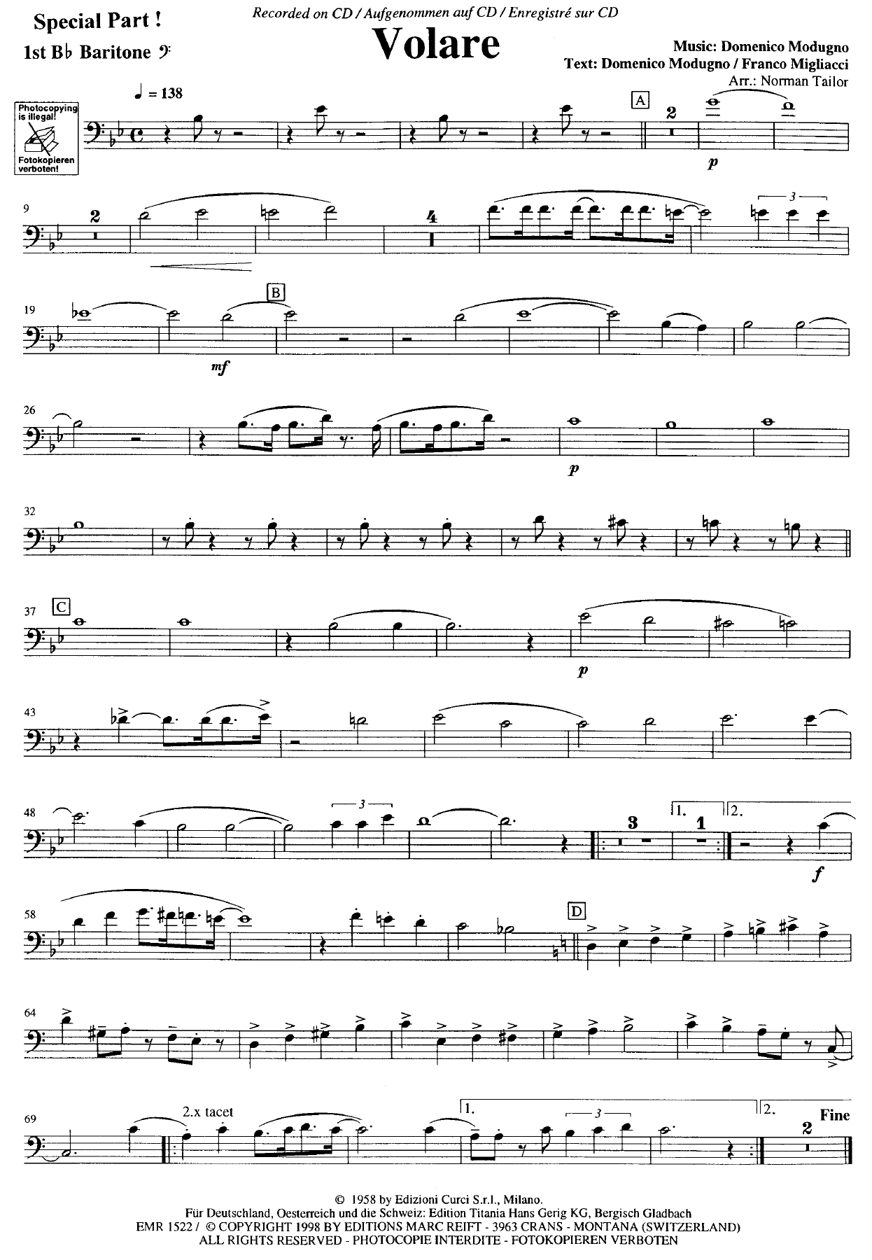 Baritone Sib 1 Especial — sheet music preview