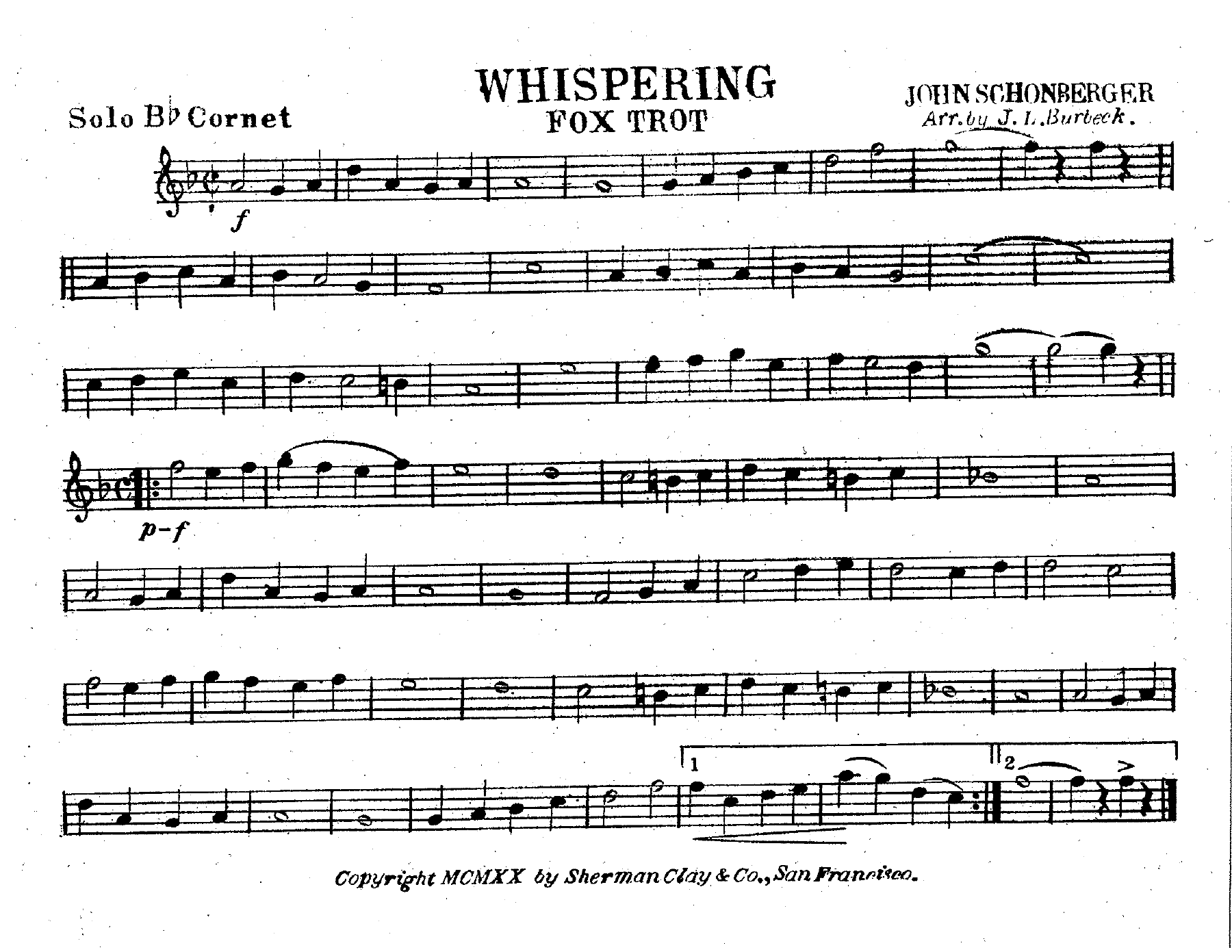 Whispering — sheet music preview