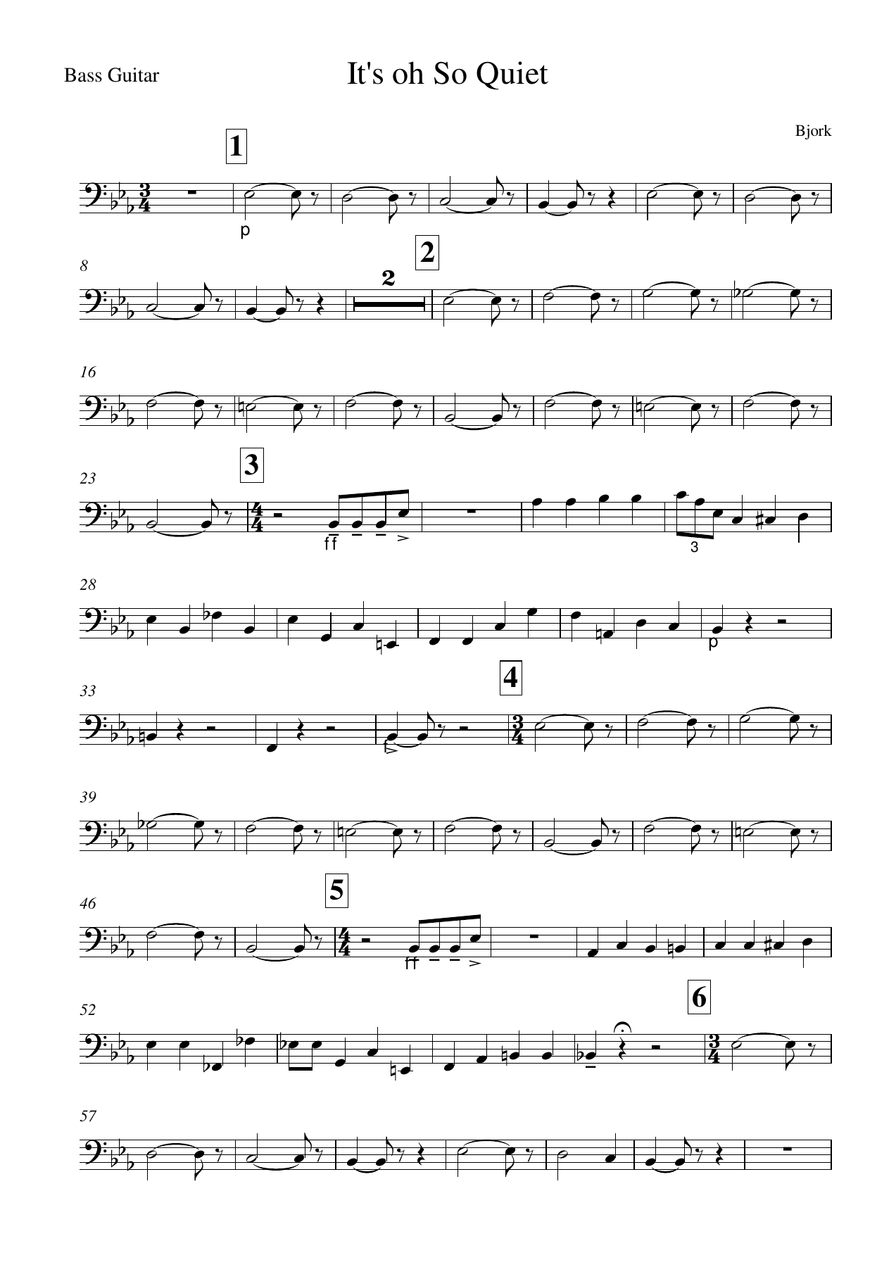 bjork-its oh so quiet — sheet music preview