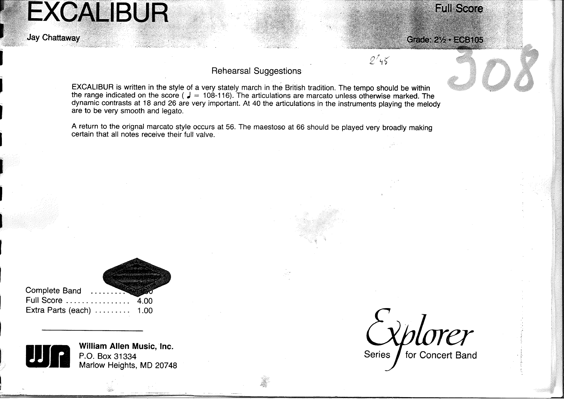Excalibur — sheet music preview