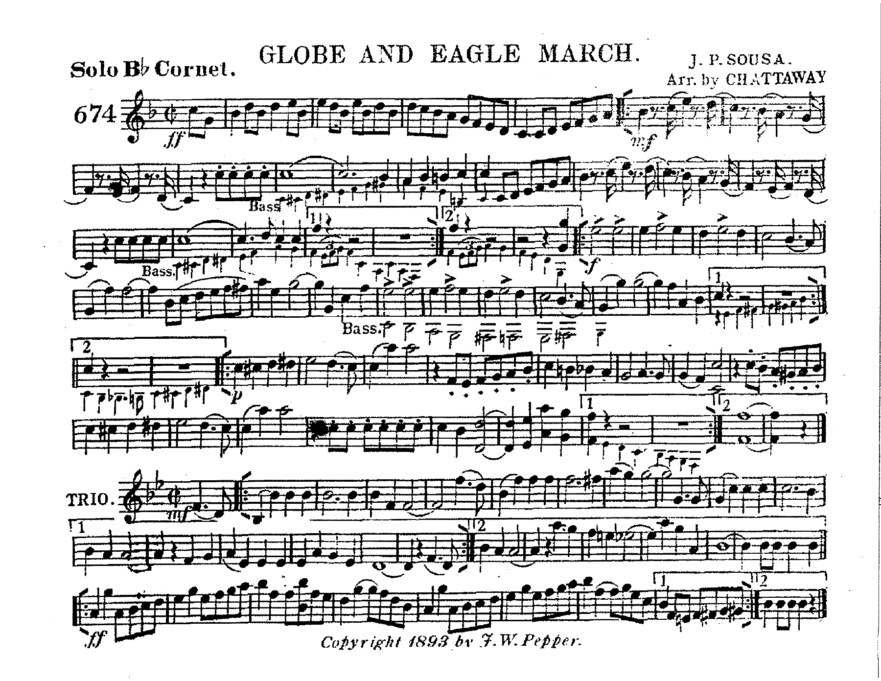 Globe And Eagle March (Jay Chattaway) John Philip Sousa — sheet music preview