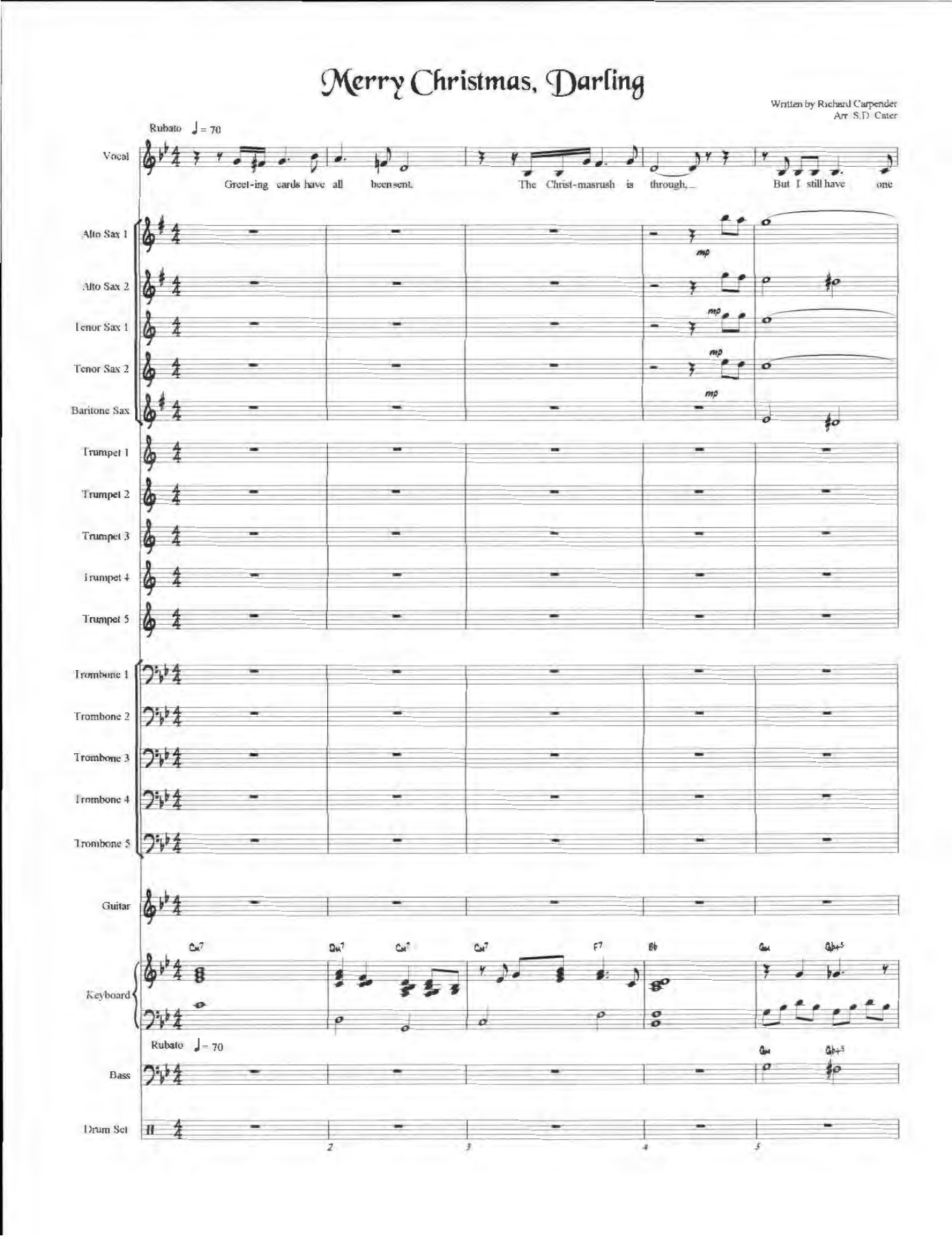 Merry Christmas, Darling — sheet music preview