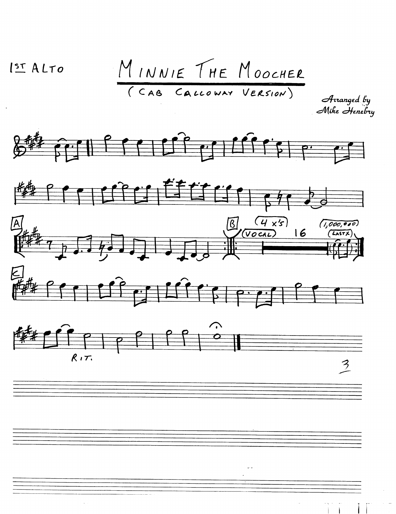 Minnie The Moocher-Vocal in G-Cab Calloway — sheet music preview