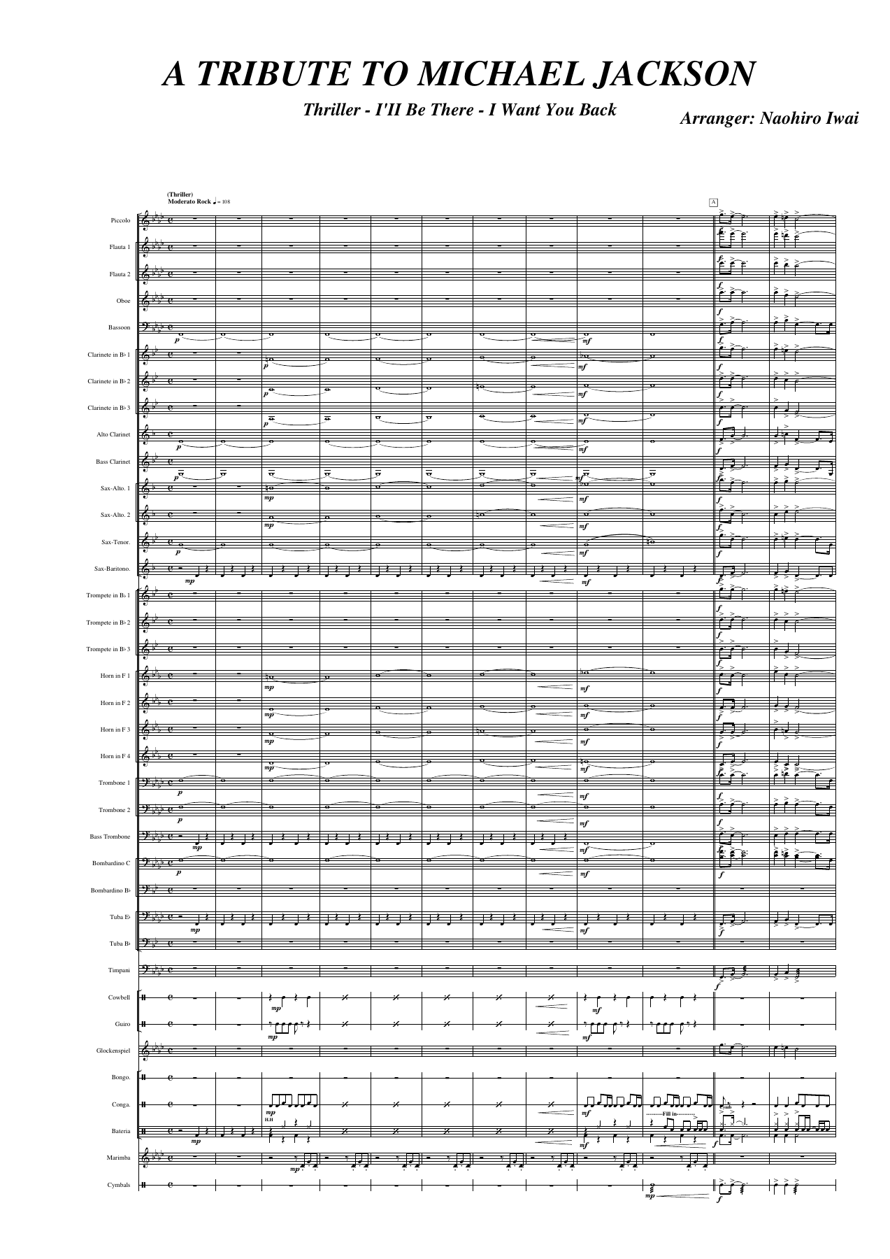 A tribute of Michael Jackson - score and parts — sheet music preview