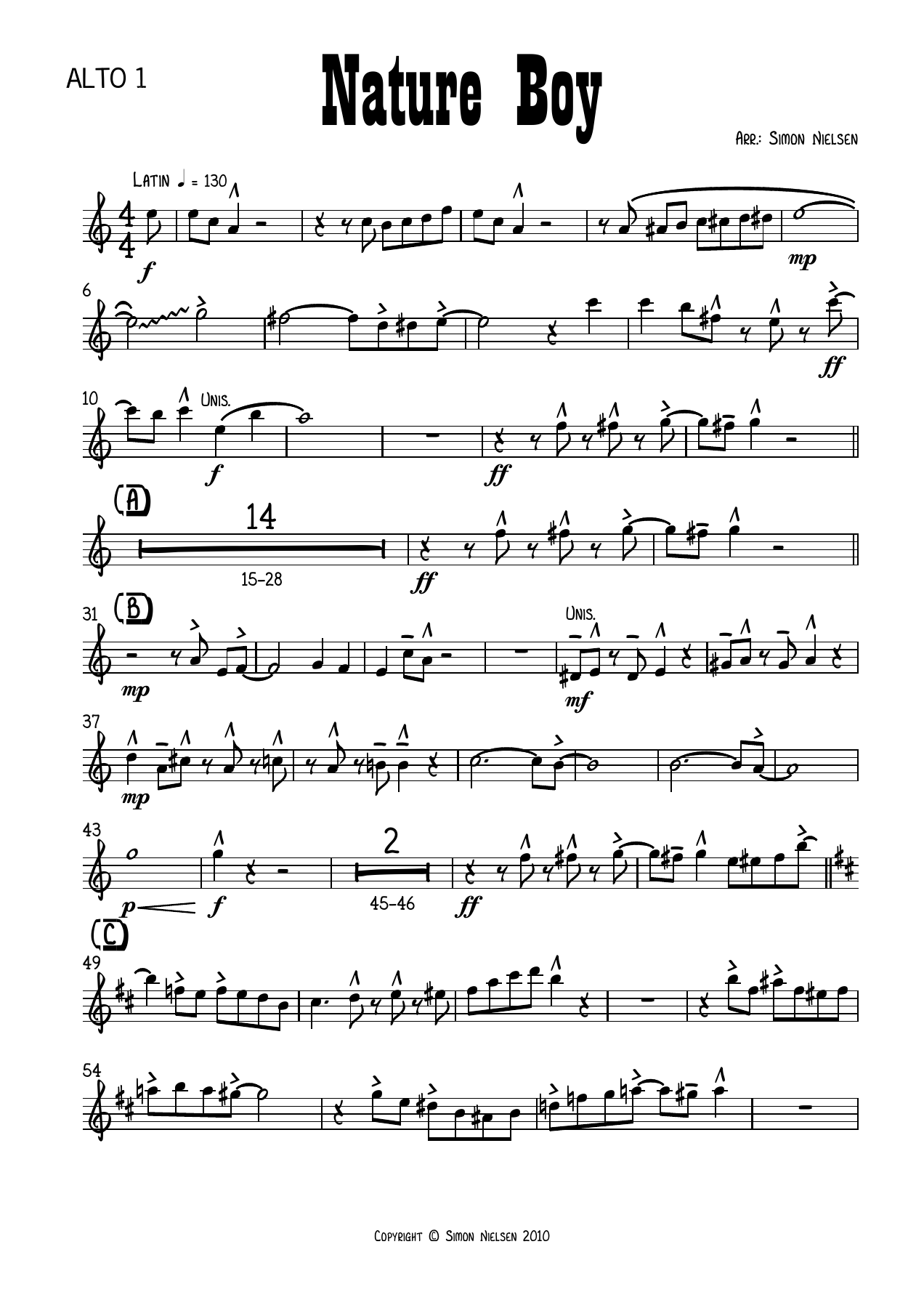 Nature Boy - Alto — sheet music preview