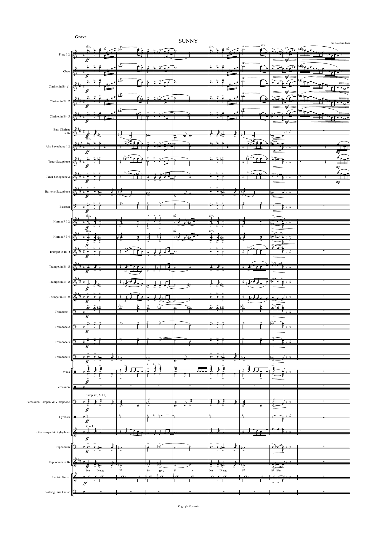 Sunny — sheet music preview
