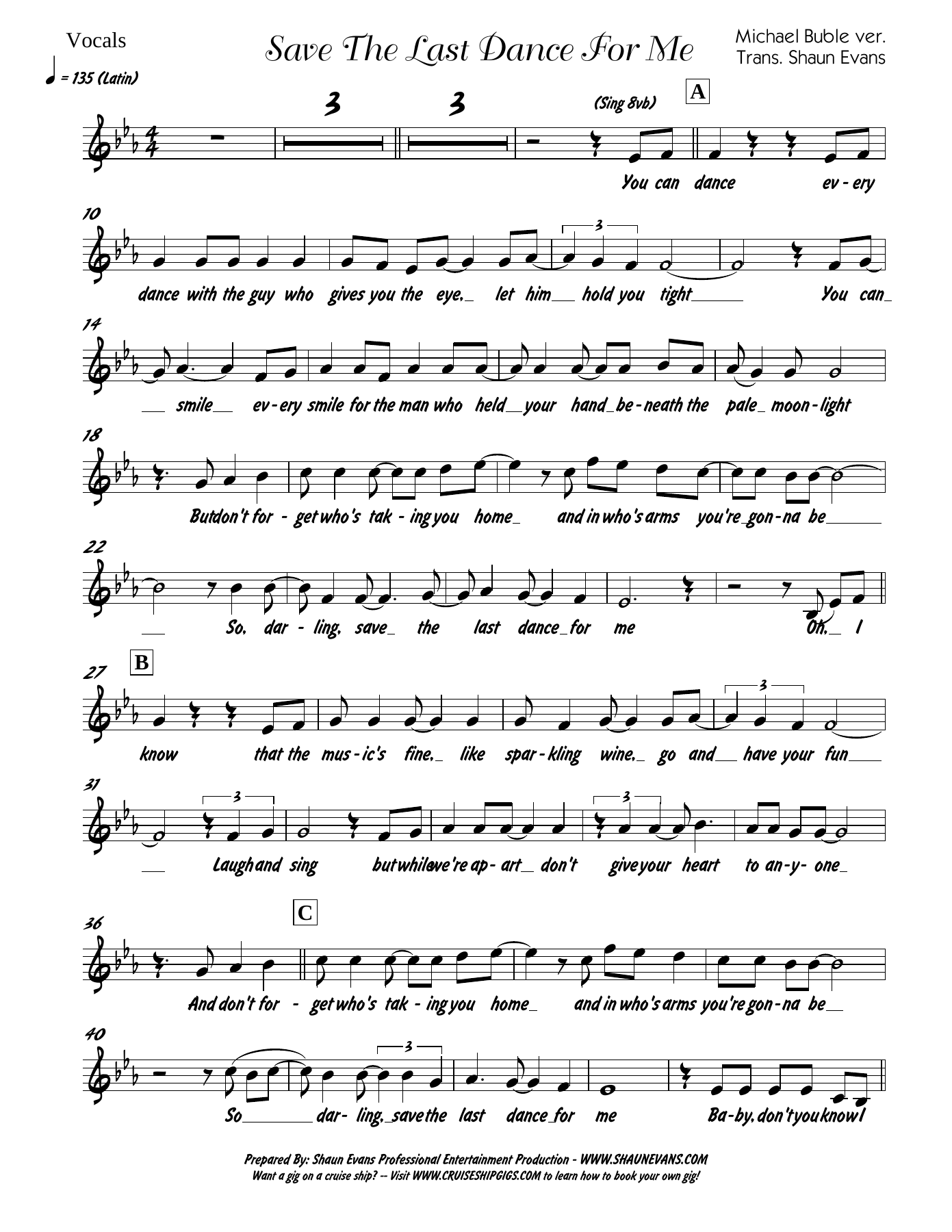 Michael Buble-Save the Last Dance-SheetMusicTradeCom — sheet music preview