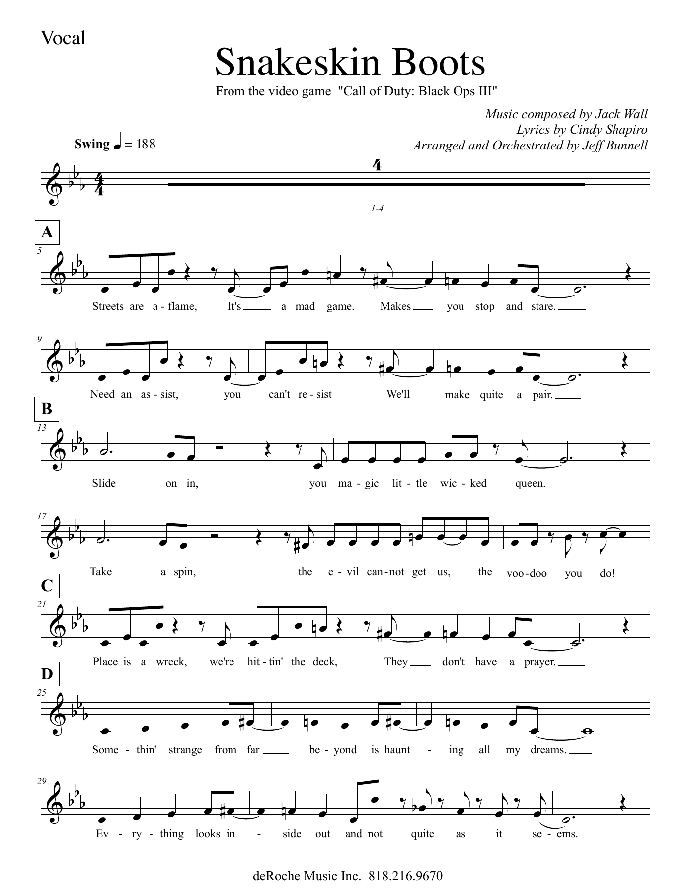 Snakeskin Boots - 01 Vocals — sheet music preview
