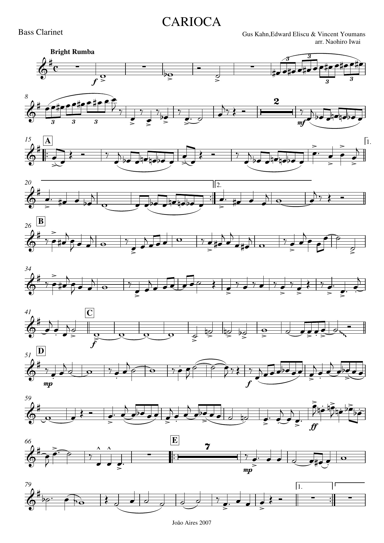 Clarinete Baixo Sib — sheet music preview