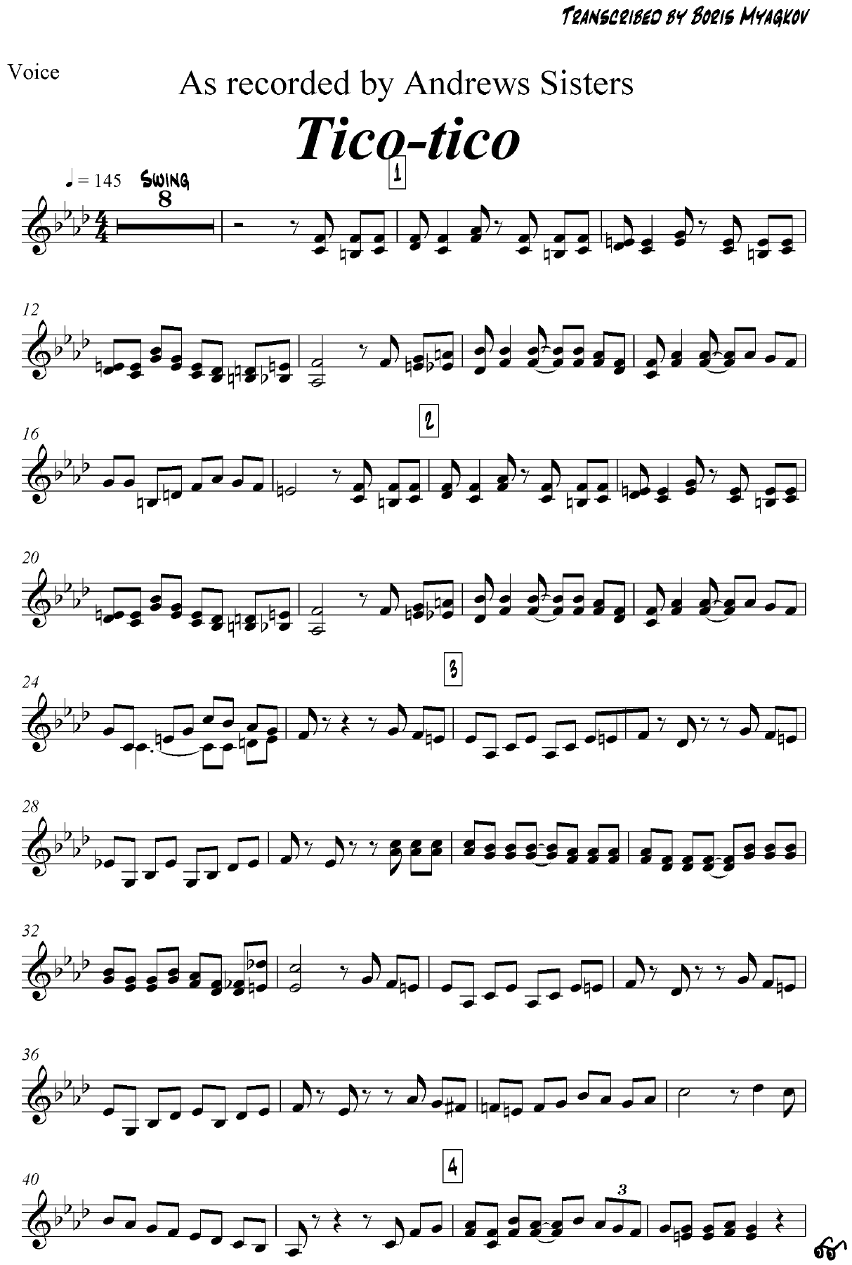 Tico Tico — sheet music preview