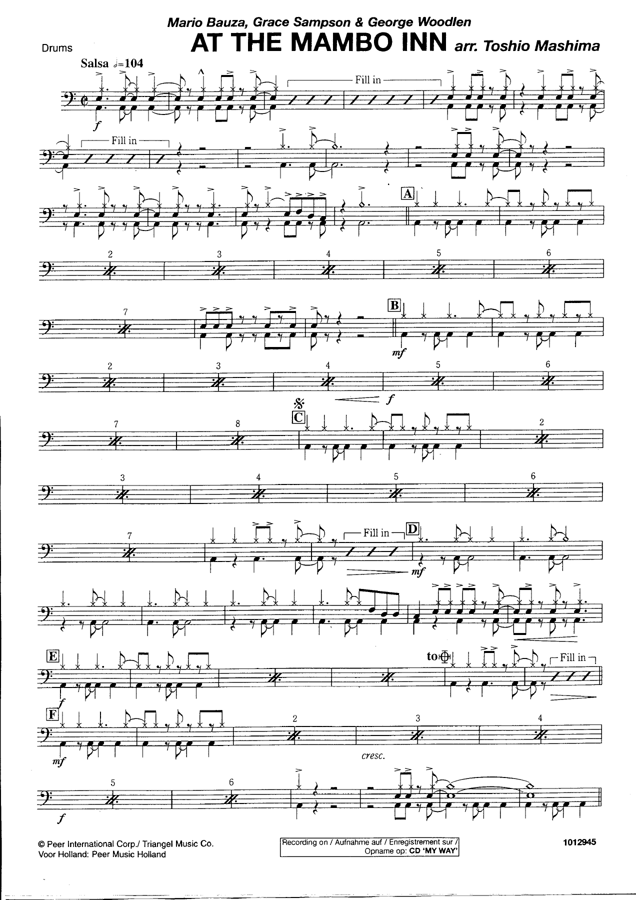 At the Mambo Inn — Drums — sheet music preview