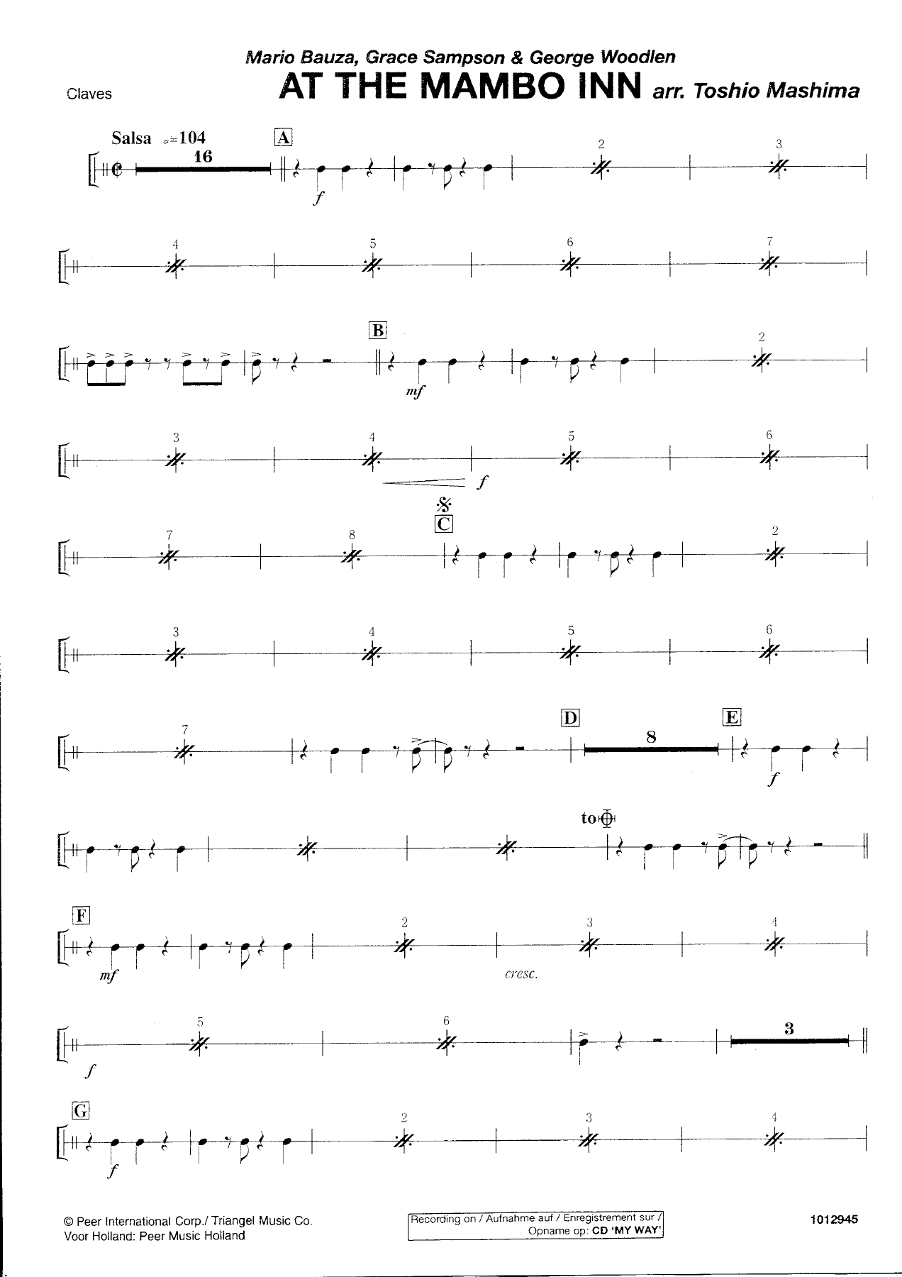 At the Mambo Inn — Claves — sheet music preview