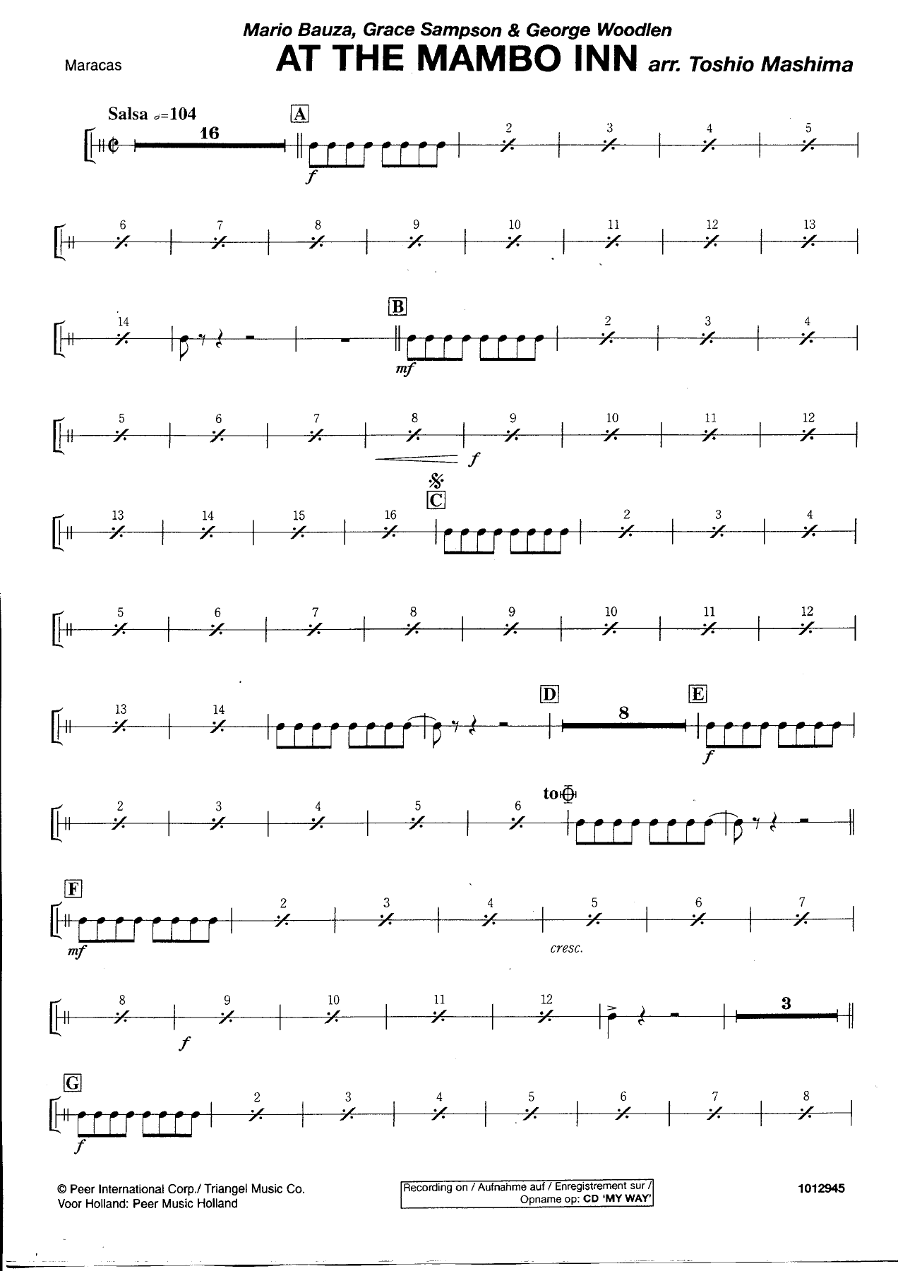At the Mambo Inn — Maracas — sheet music preview