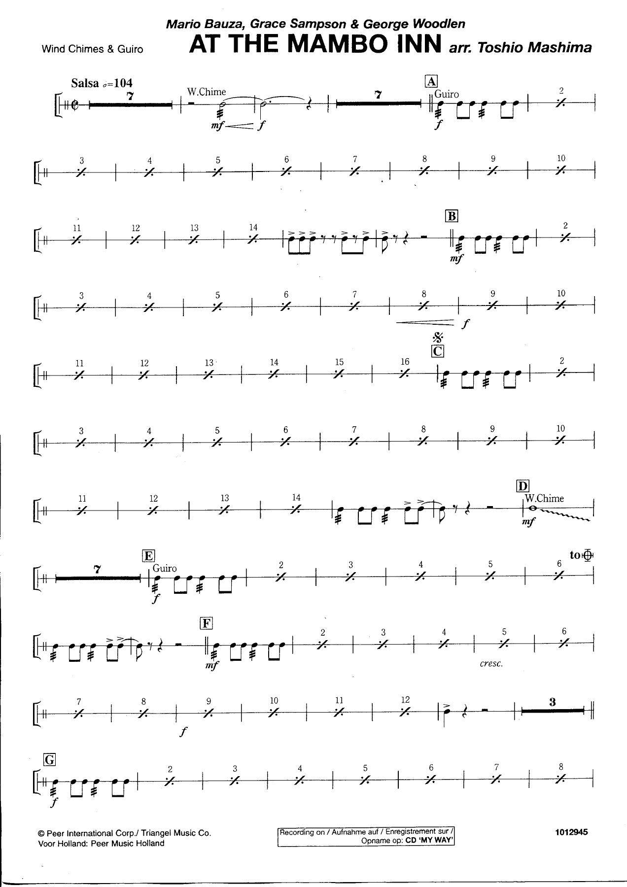 At the Mambo Inn — Wind Chimes & Guiro — sheet music preview