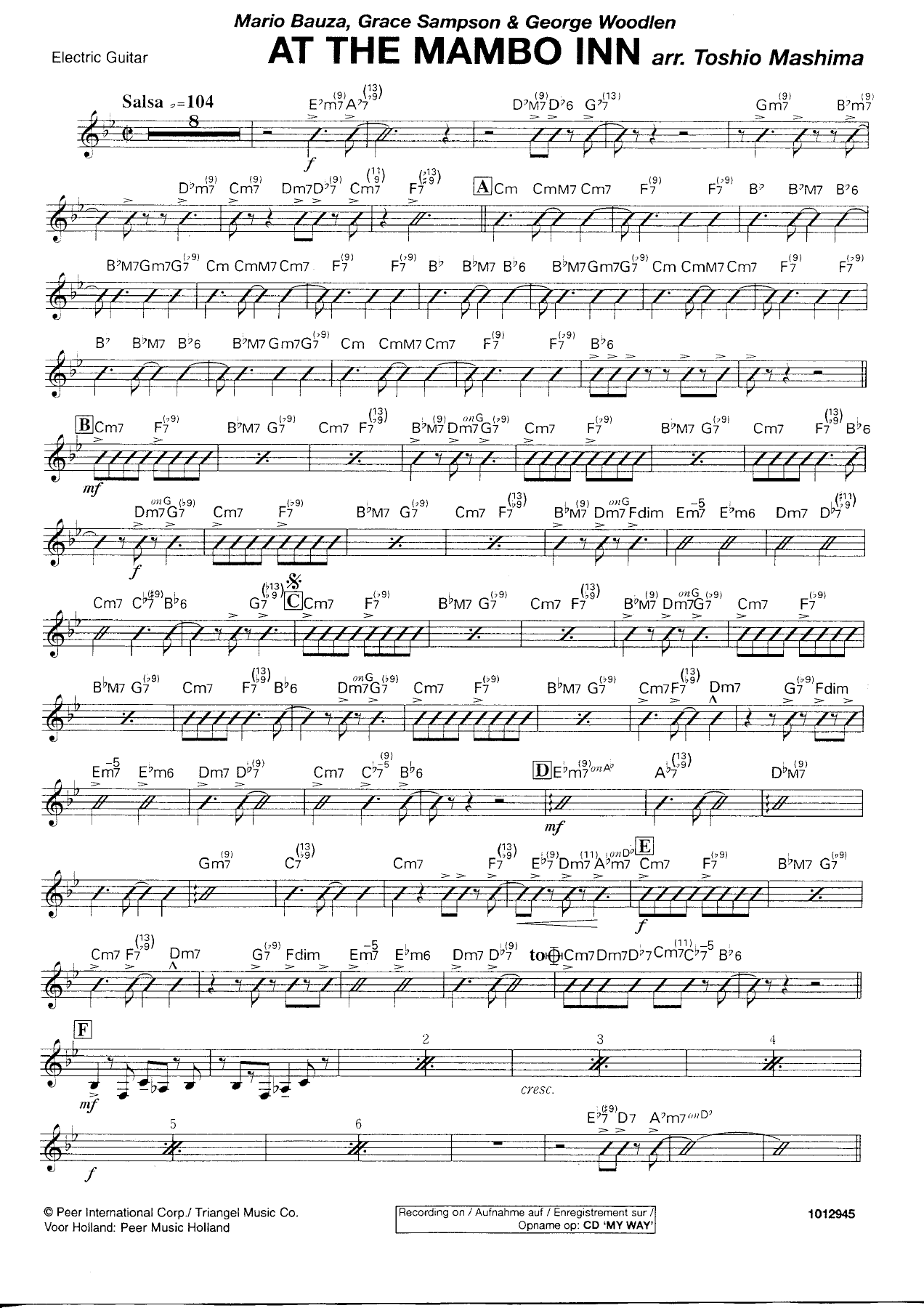 At the Mambo Inn — Electric Guitar — sheet music preview