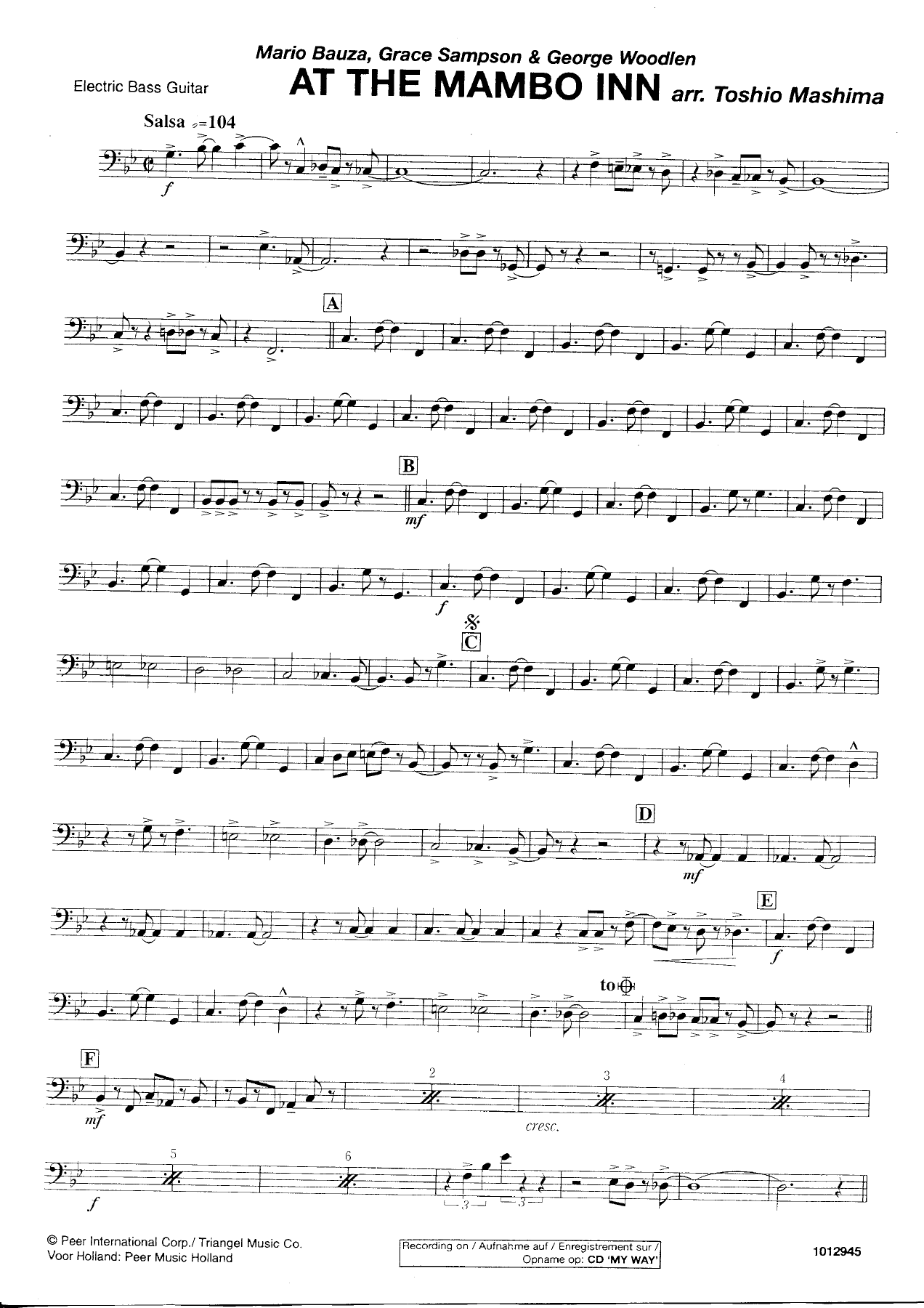 At the Mambo Inn — Electric Bass Guitar — sheet music preview