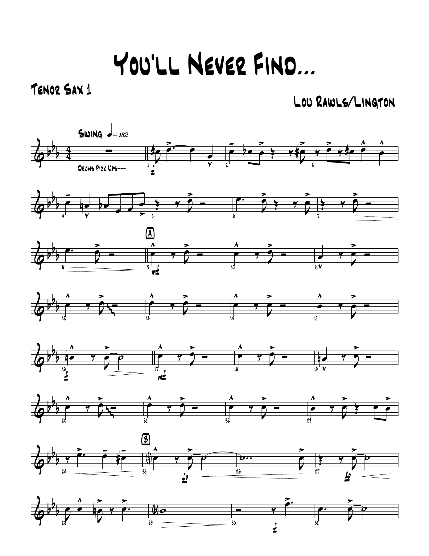 You'll never Find score — sheet music preview