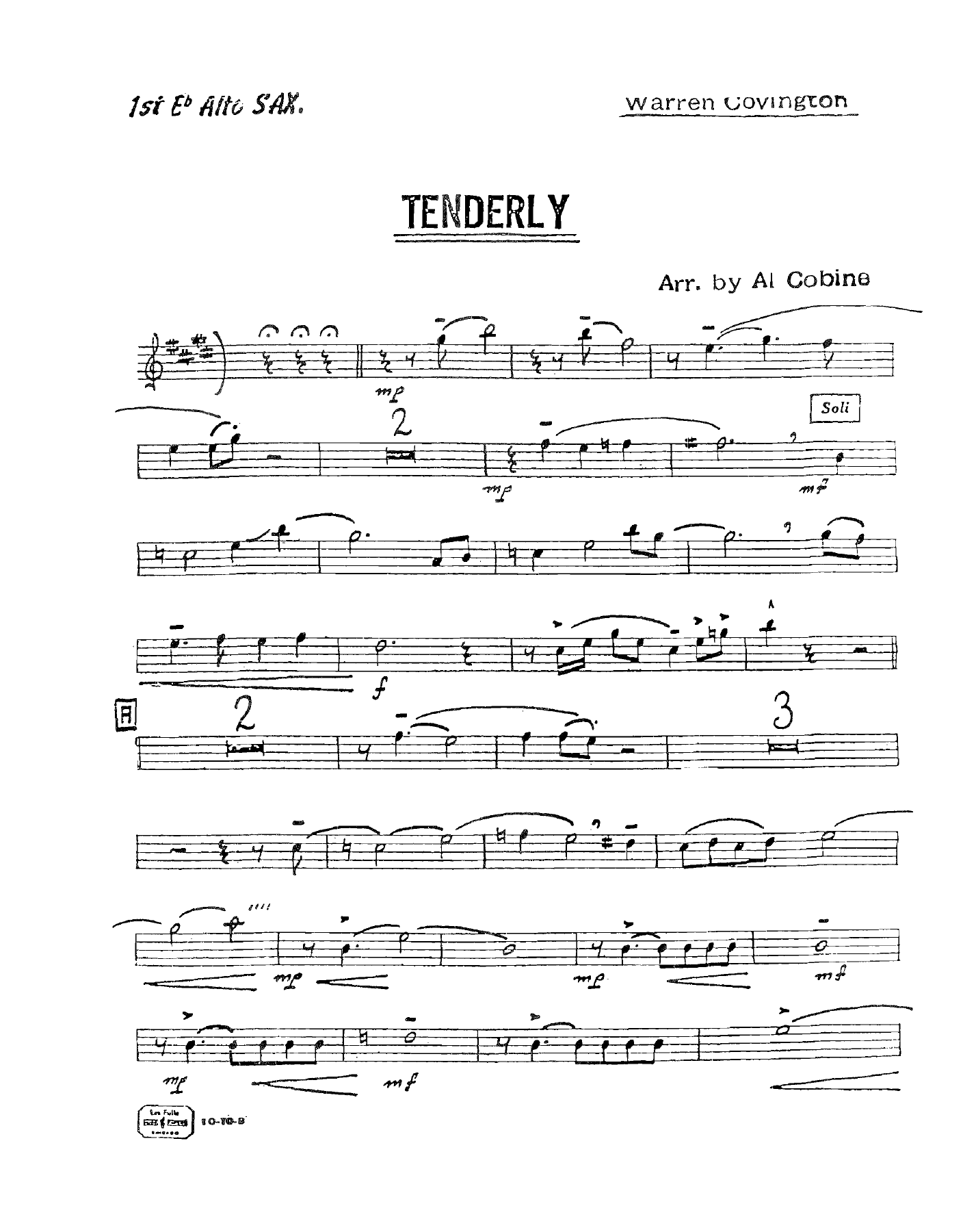 Tenderly — sheet music preview