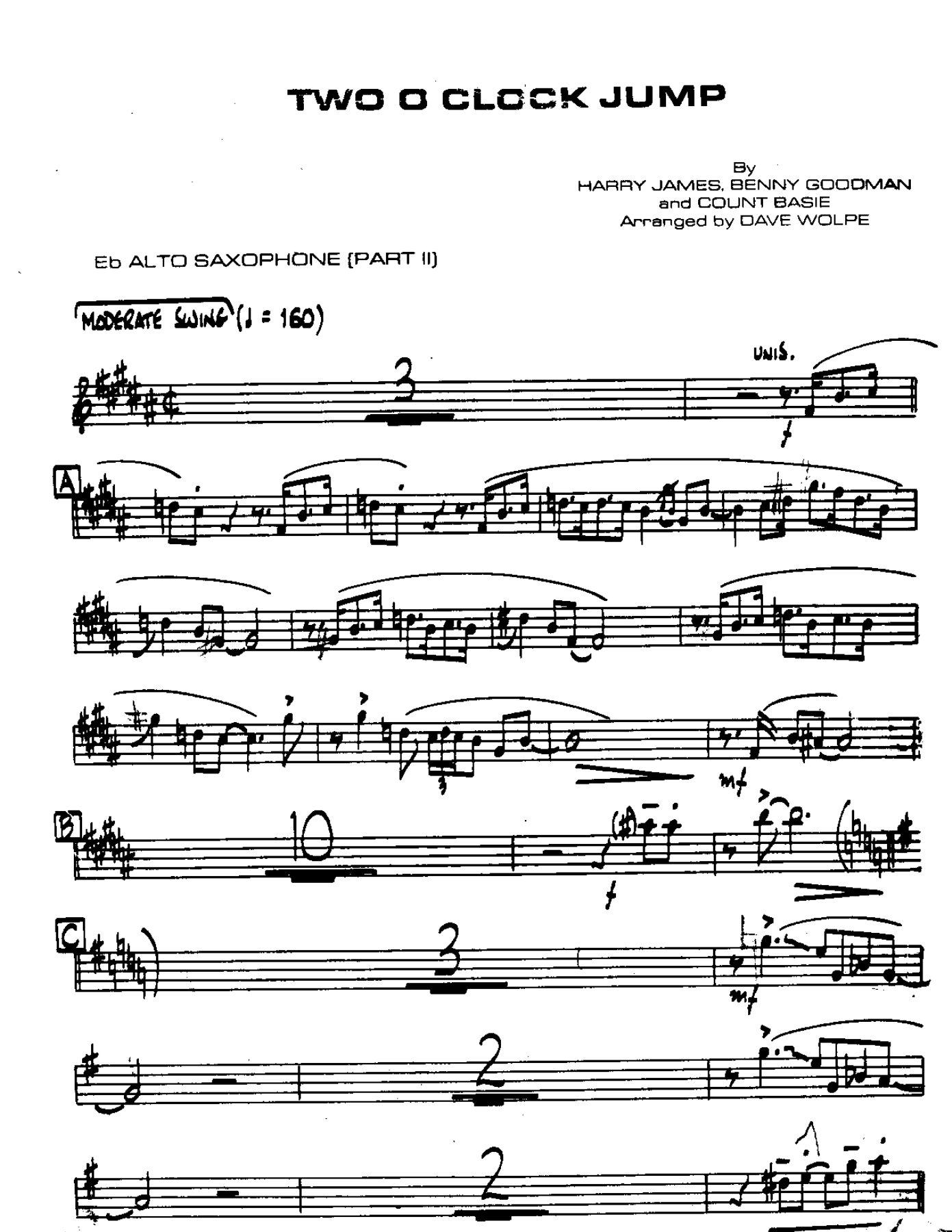 1-2 o'clock Jump-Alto — sheet music preview