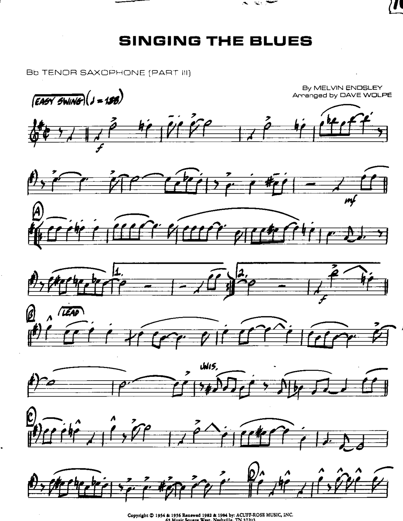 Singing the Blues-Tenor — sheet music preview