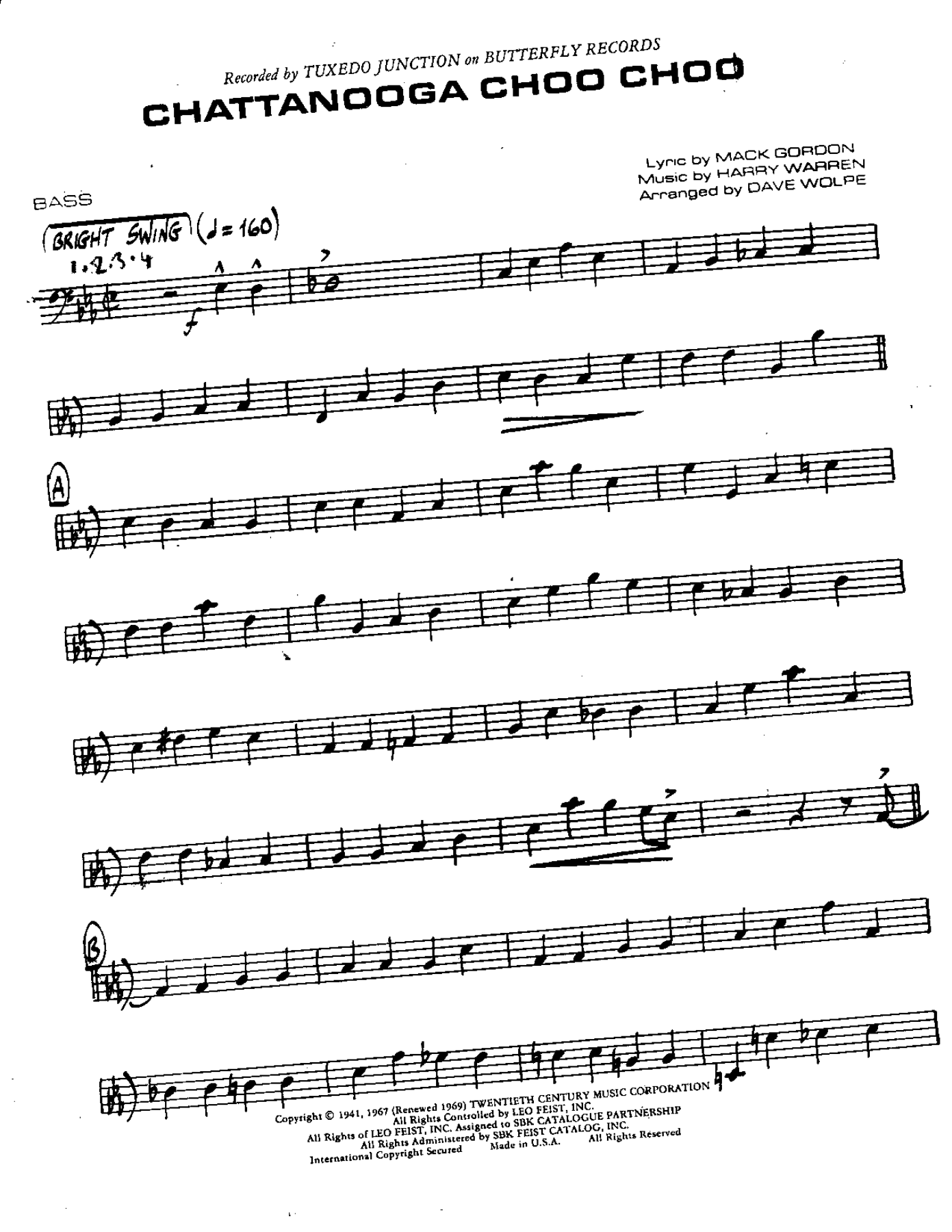 Chattannooga-Bass — sheet music preview
