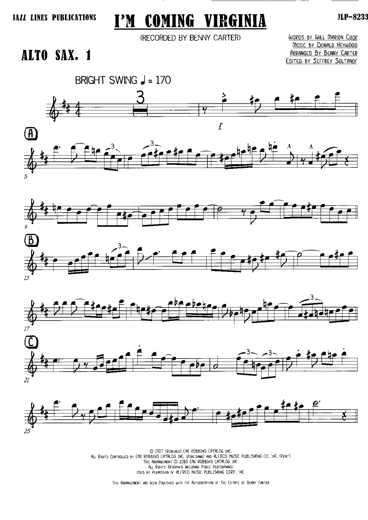 I m coming Virginia — sheet music preview
