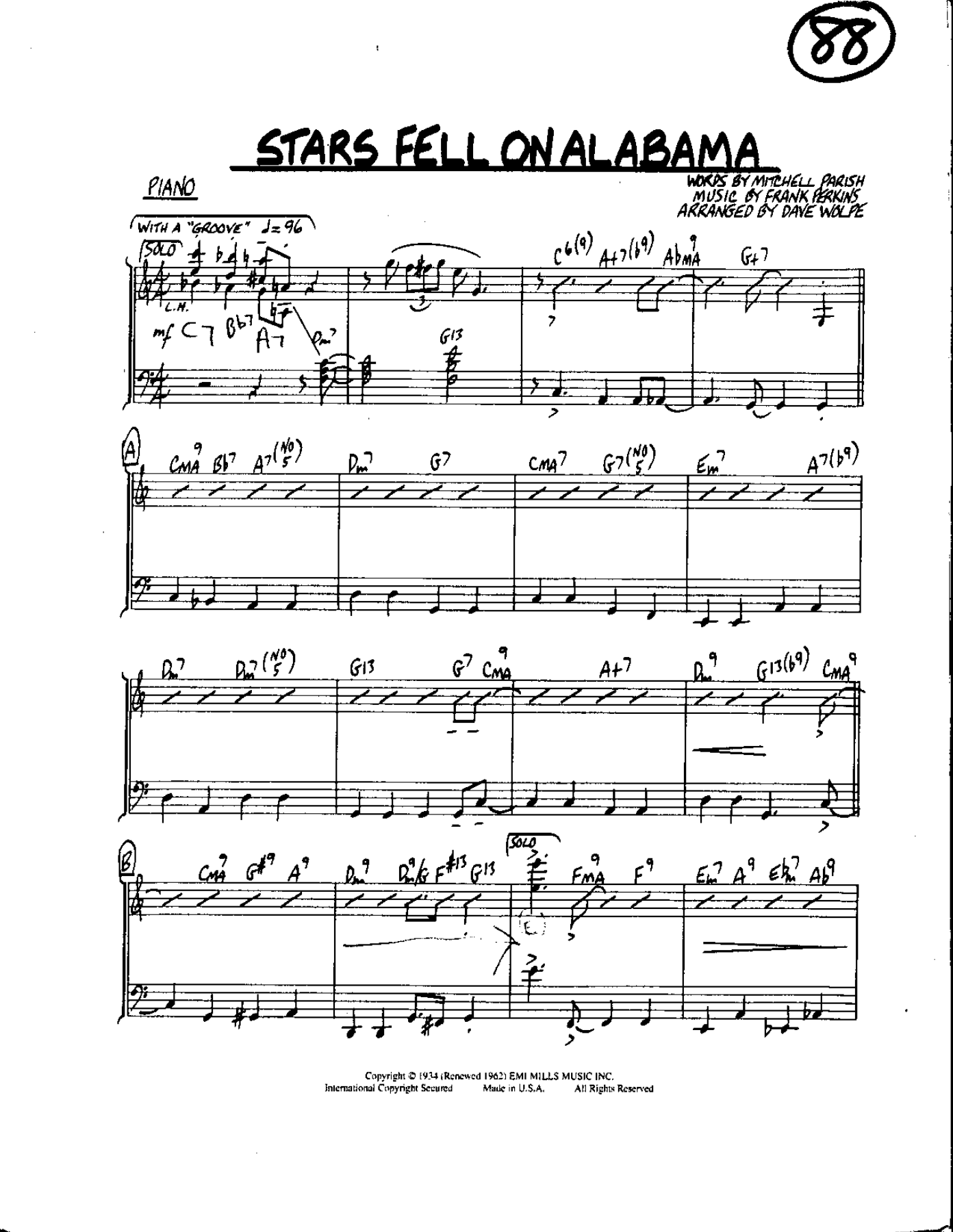 Circle 88-Star's fell in Alabama-Piano — sheet music preview