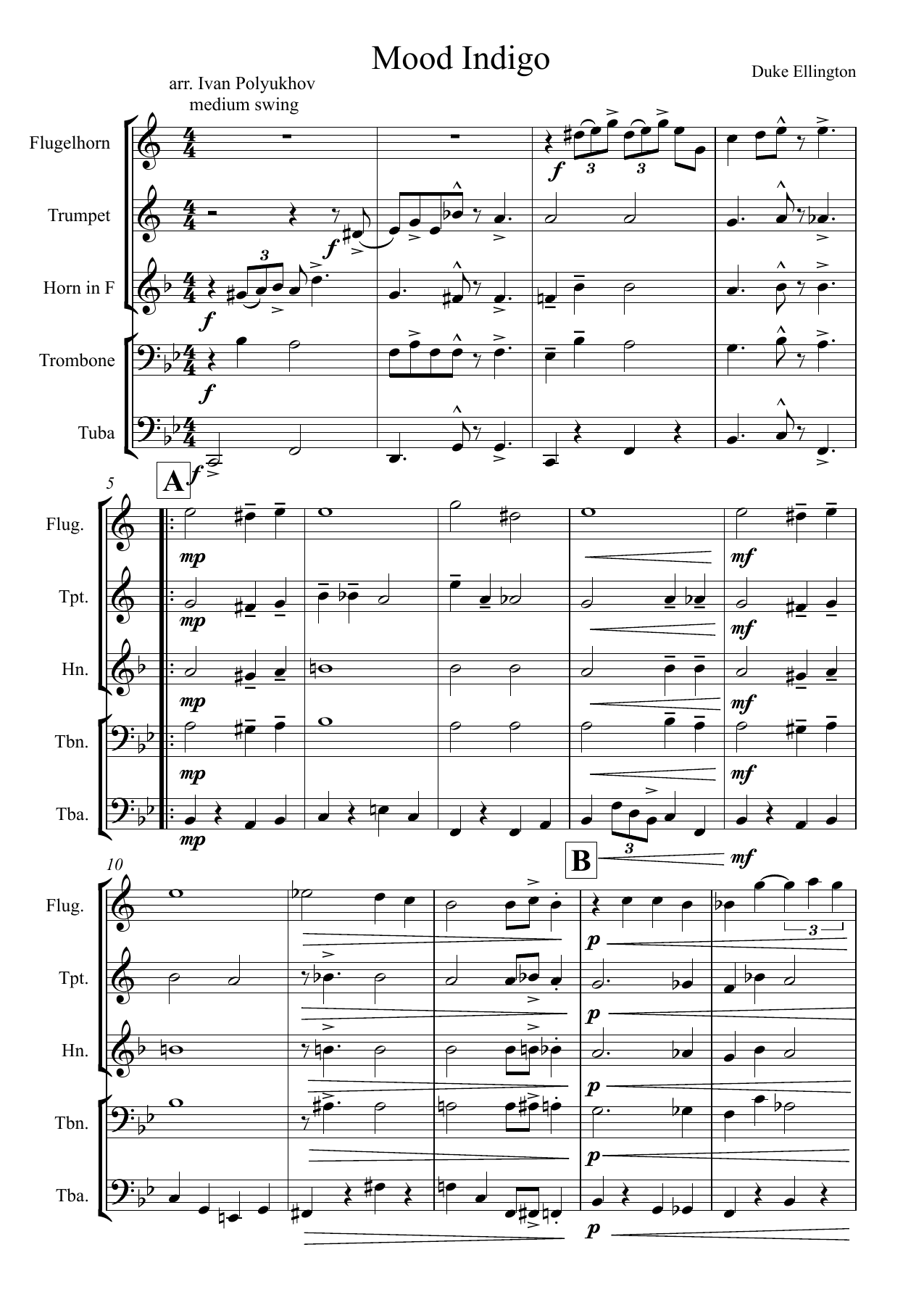 Mood Indigo Score and parts — sheet music preview