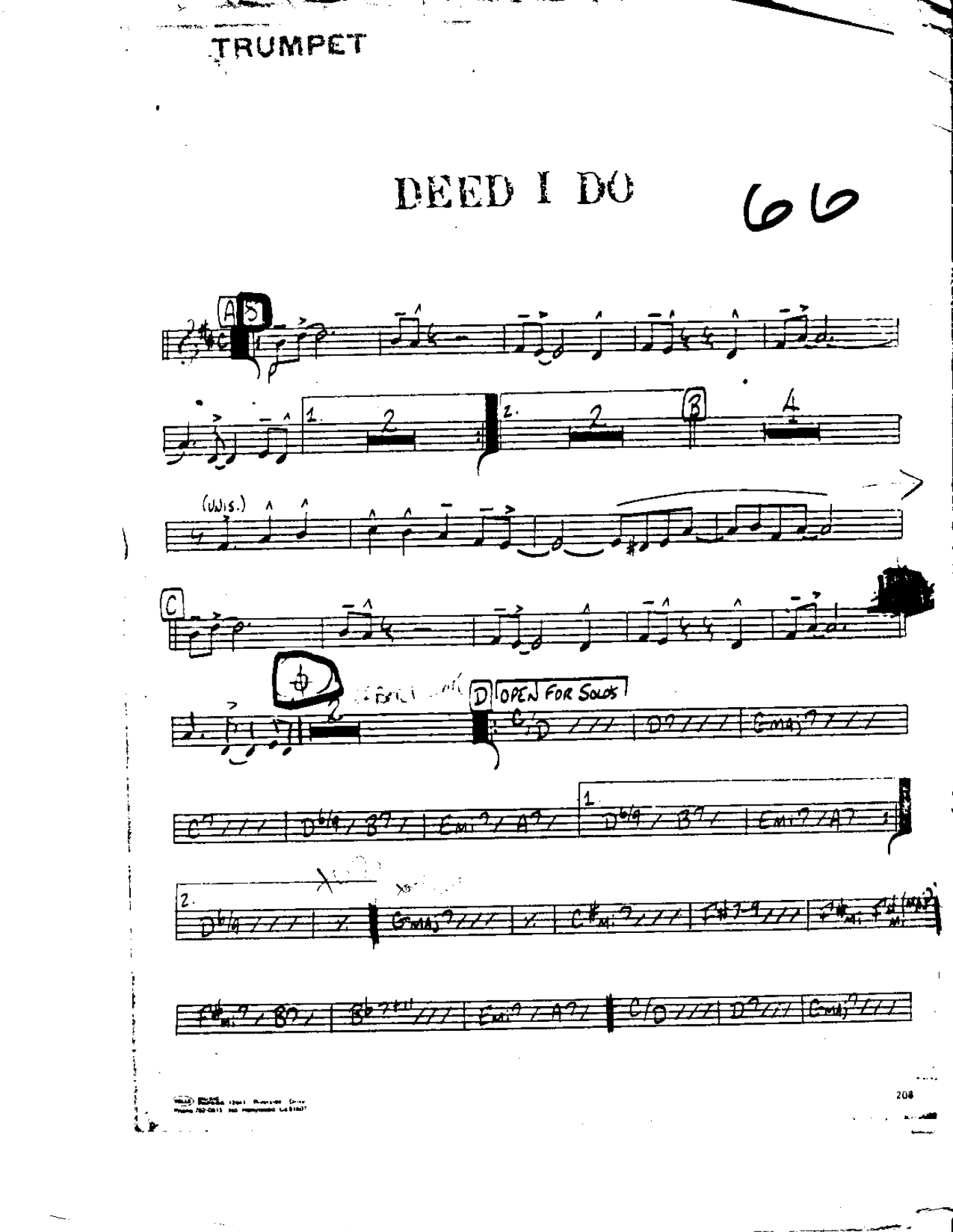 Deed I Do-Trumpet — sheet music preview