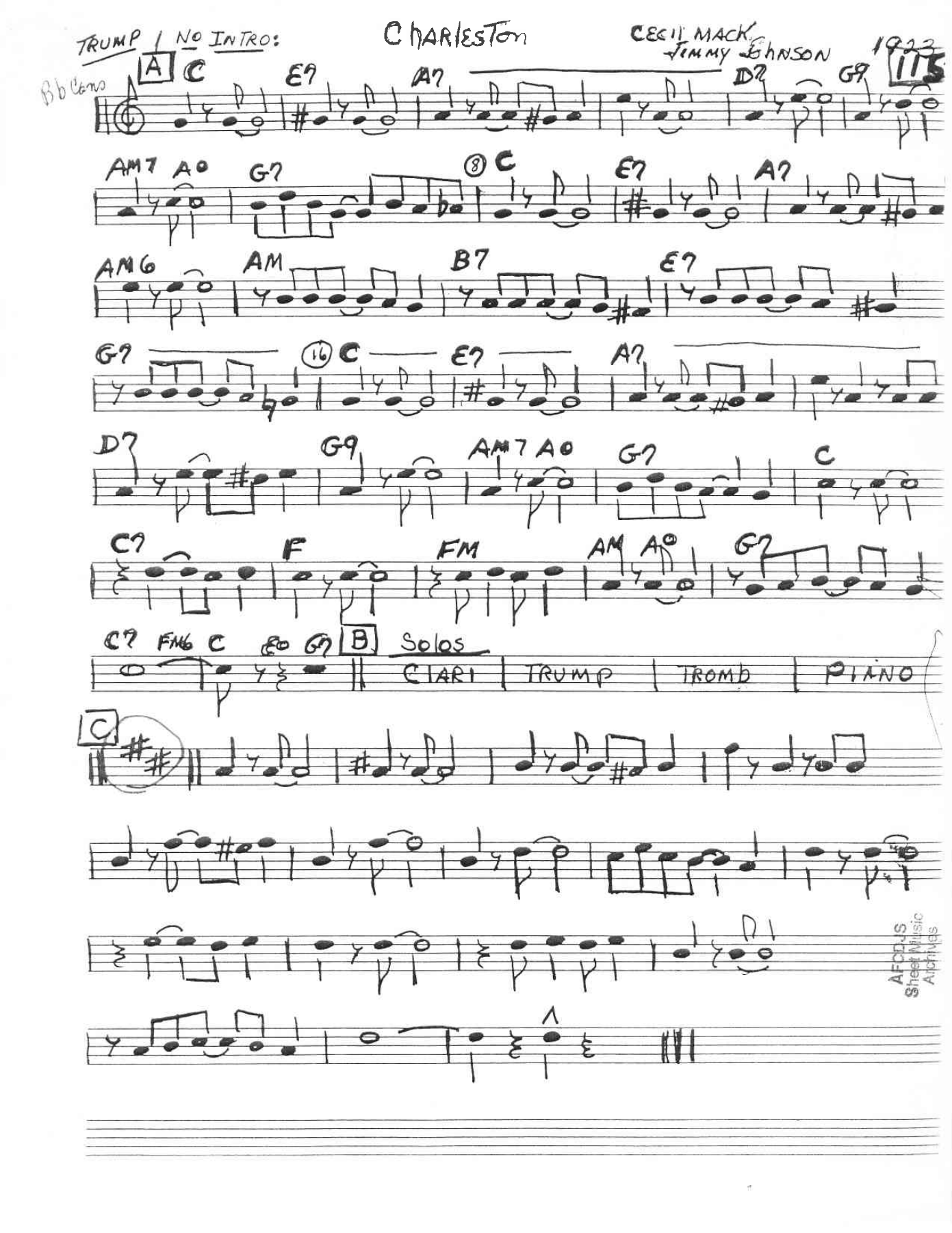 Charleston - arr Gene Chord — sheet music preview