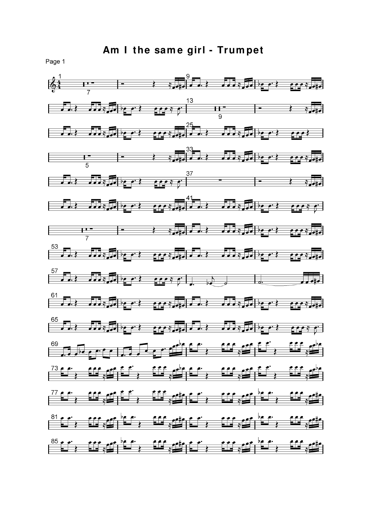 Am I the Same Girl - 3 horns - Swing out Sister — sheet music preview