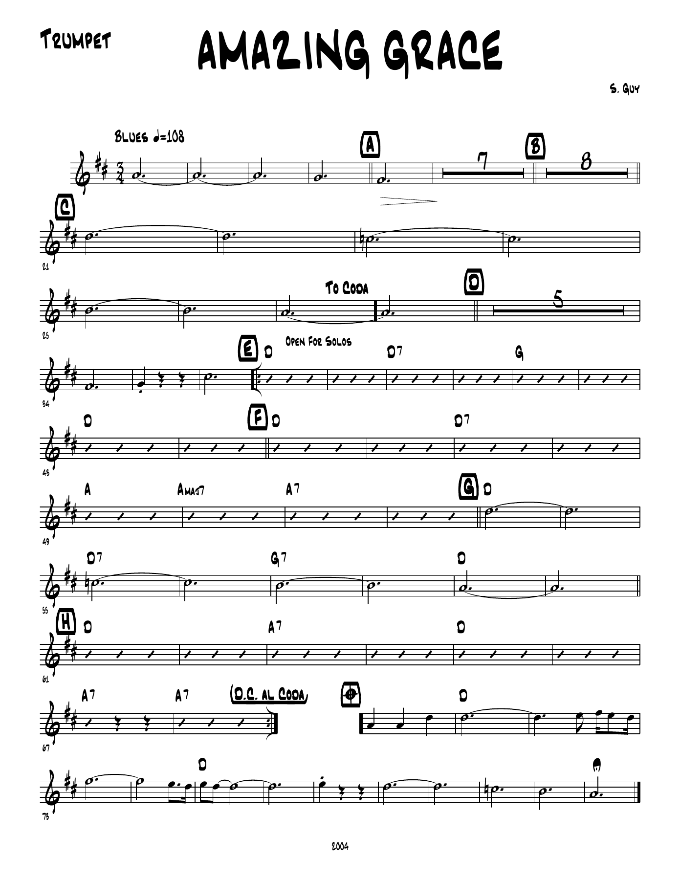Amazing Grace — sheet music preview