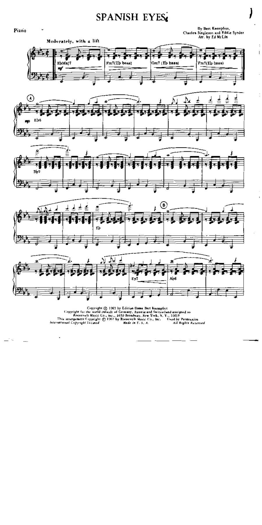 Combo - 6 Horn - Spanish Eyes — sheet music preview