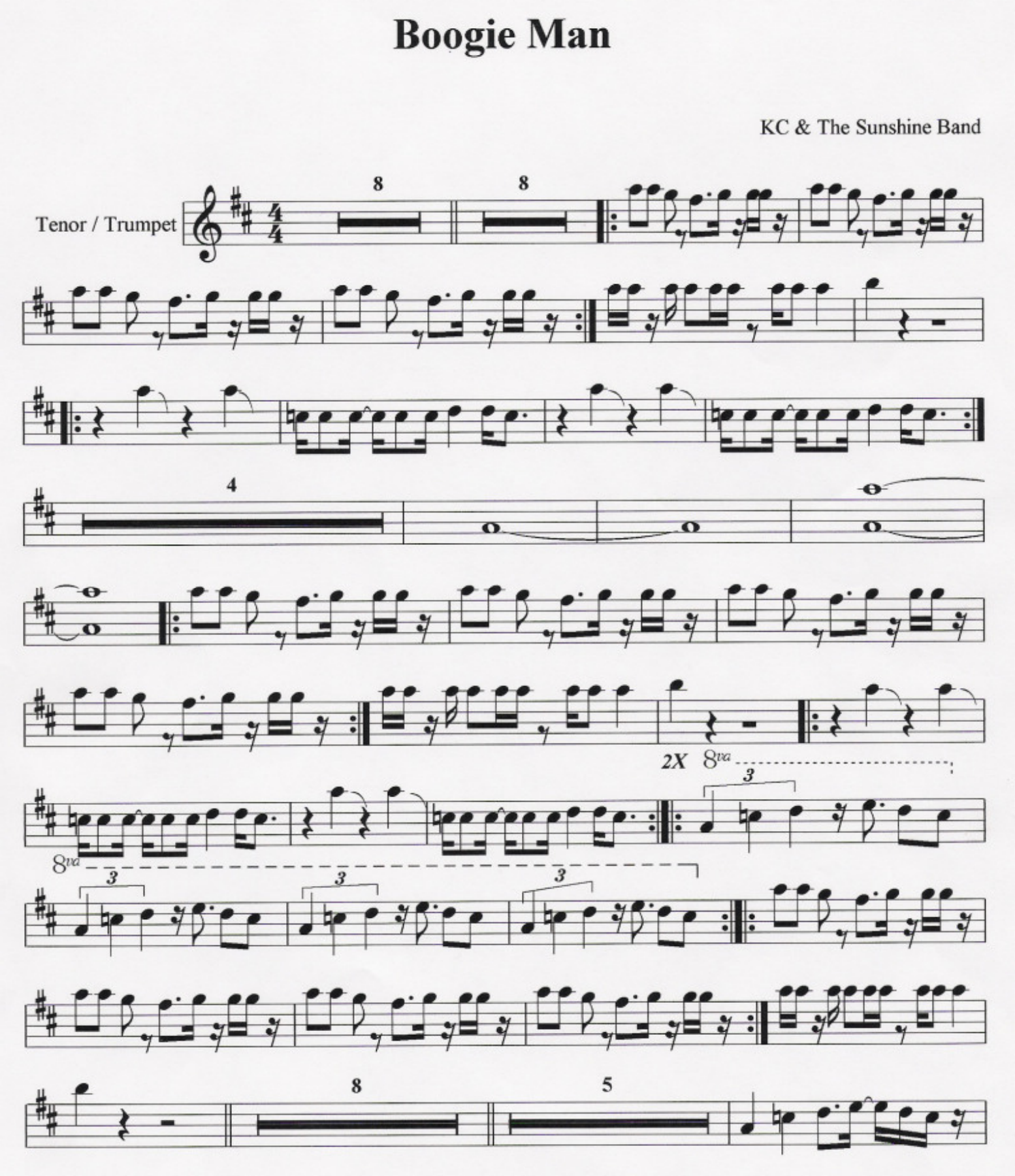 Boogie Man 3 Horns - KC & the Sunshine — sheet music preview