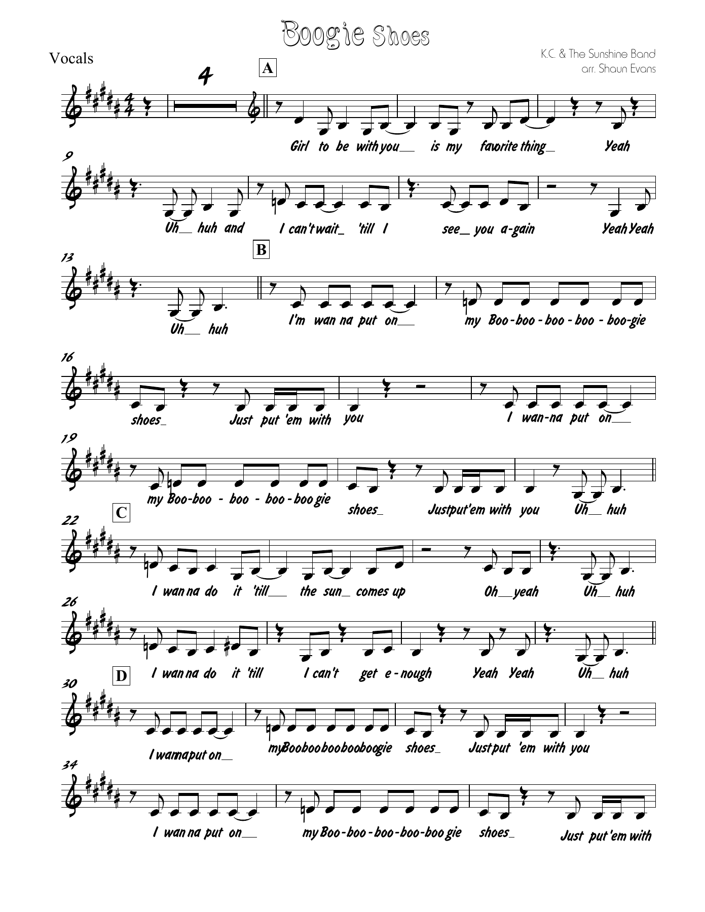 Boogie Shoes - B — sheet music preview