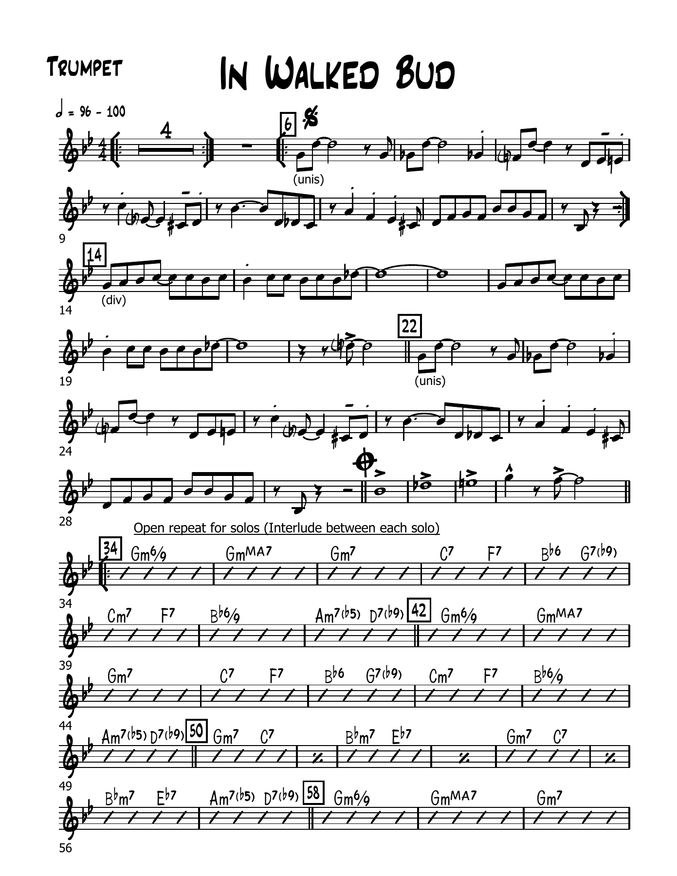 In Walked Bud — Small Ensemble sheet music by Parts | Bebop