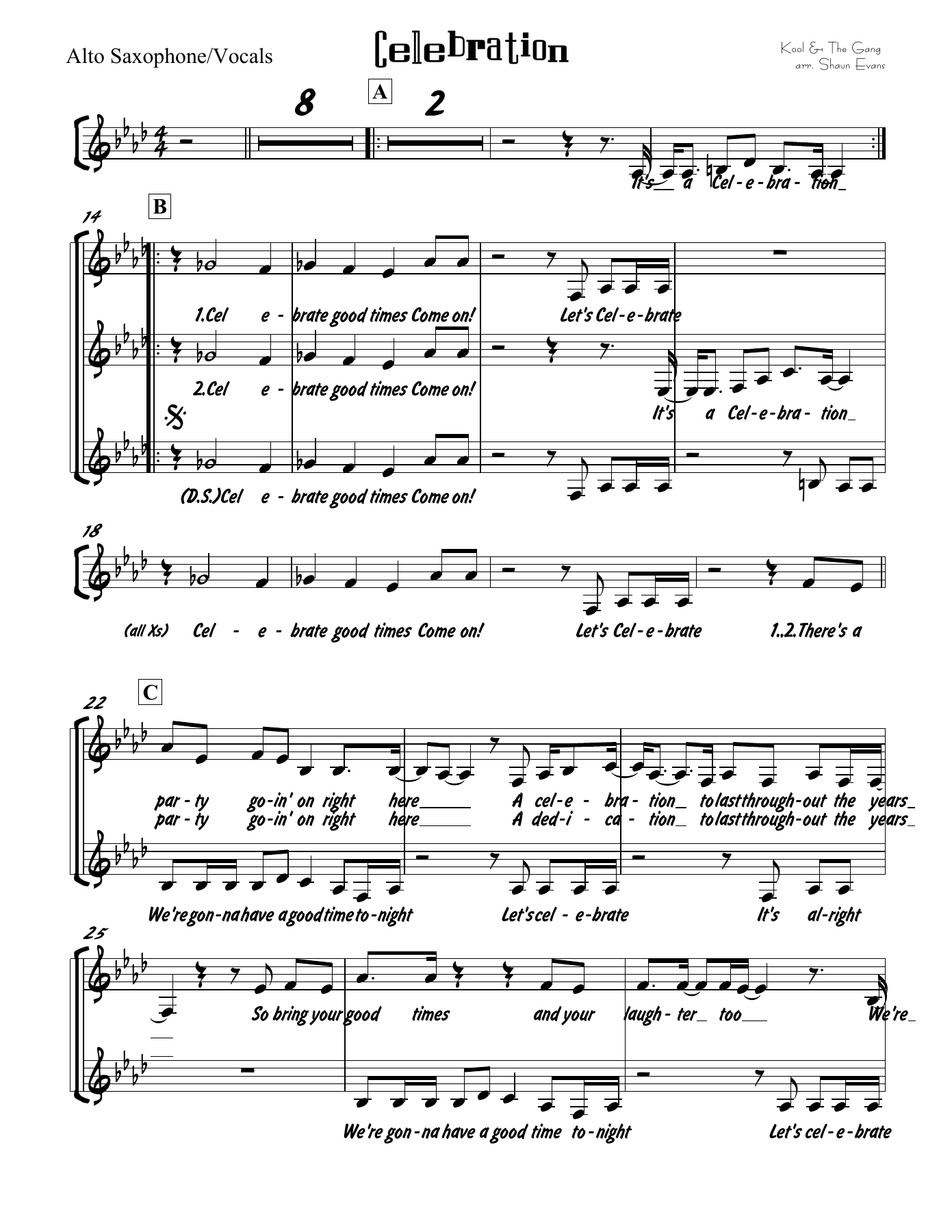 Celebration - Ab — sheet music preview