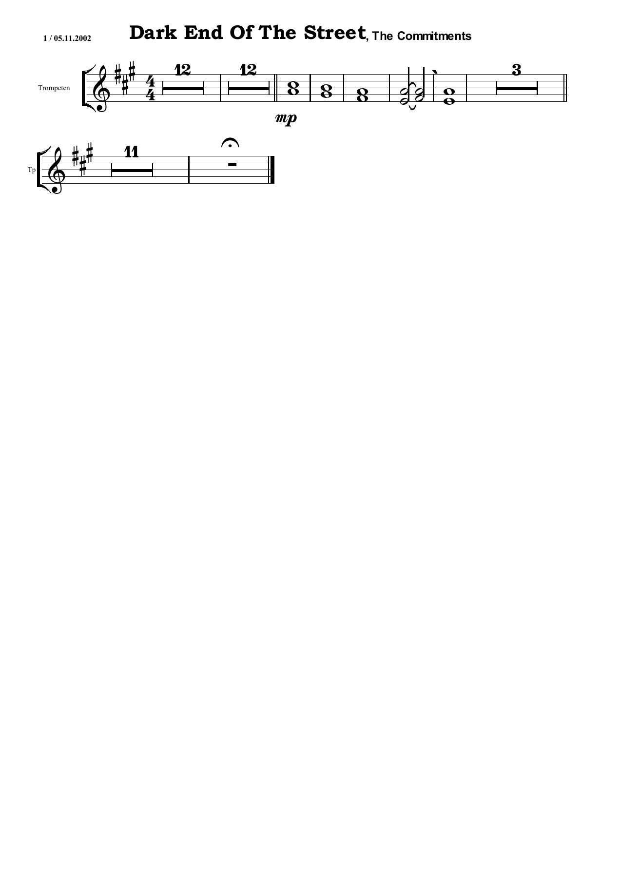 Dark End Of The Street Tp — sheet music preview