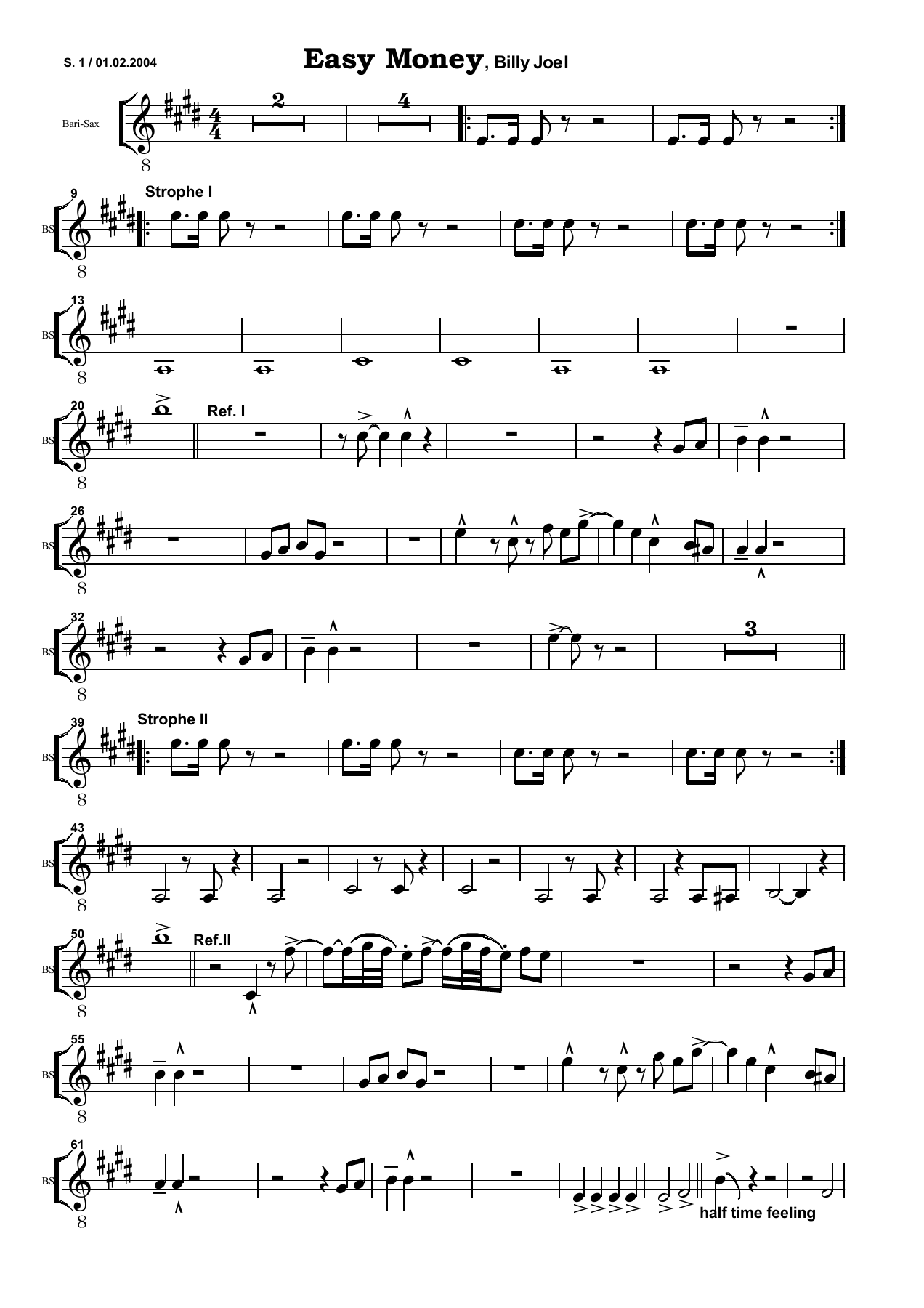 Easy Money BS — sheet music preview