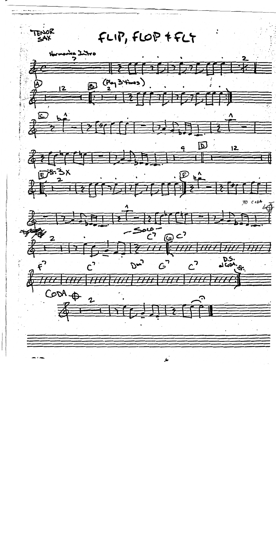 Flip Flop and Fly Tenor Sax — sheet music preview